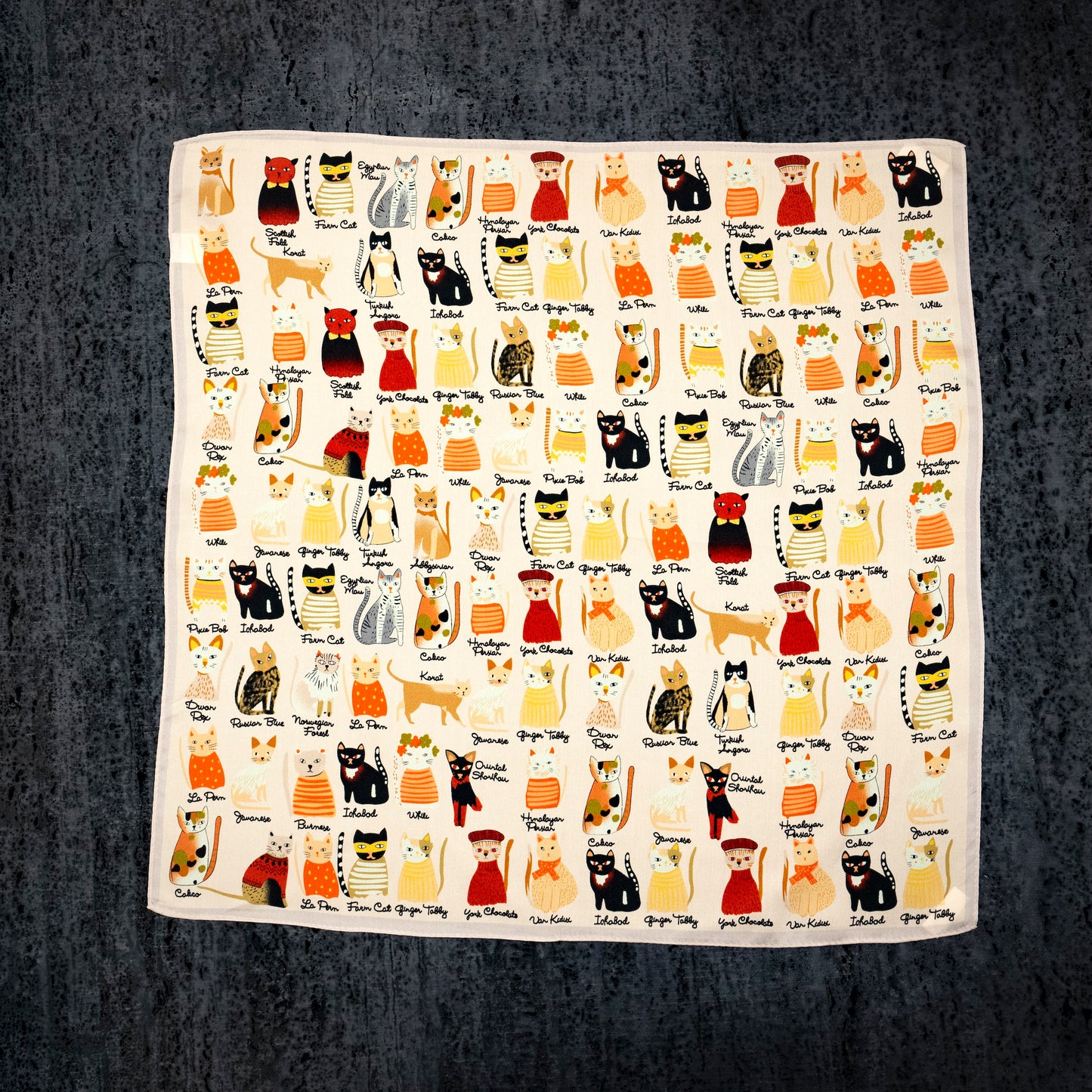 KAIYI 53x53CM 100% Pure Silk Scarf in Cat Print for Women Fashion and Gift