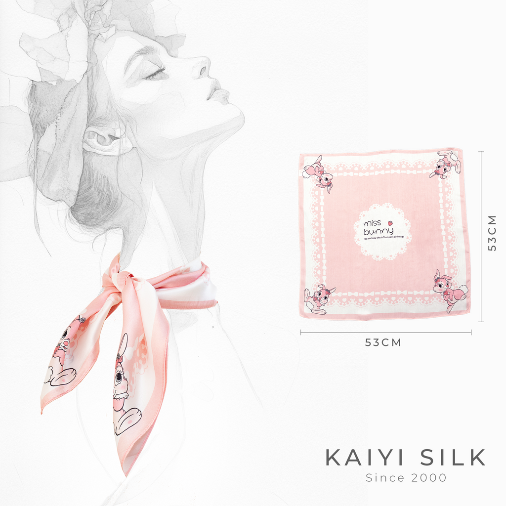 KAIYI 53x53CM 100% Pure Silk Scarf for Women Fashion and Gift (Cute01)