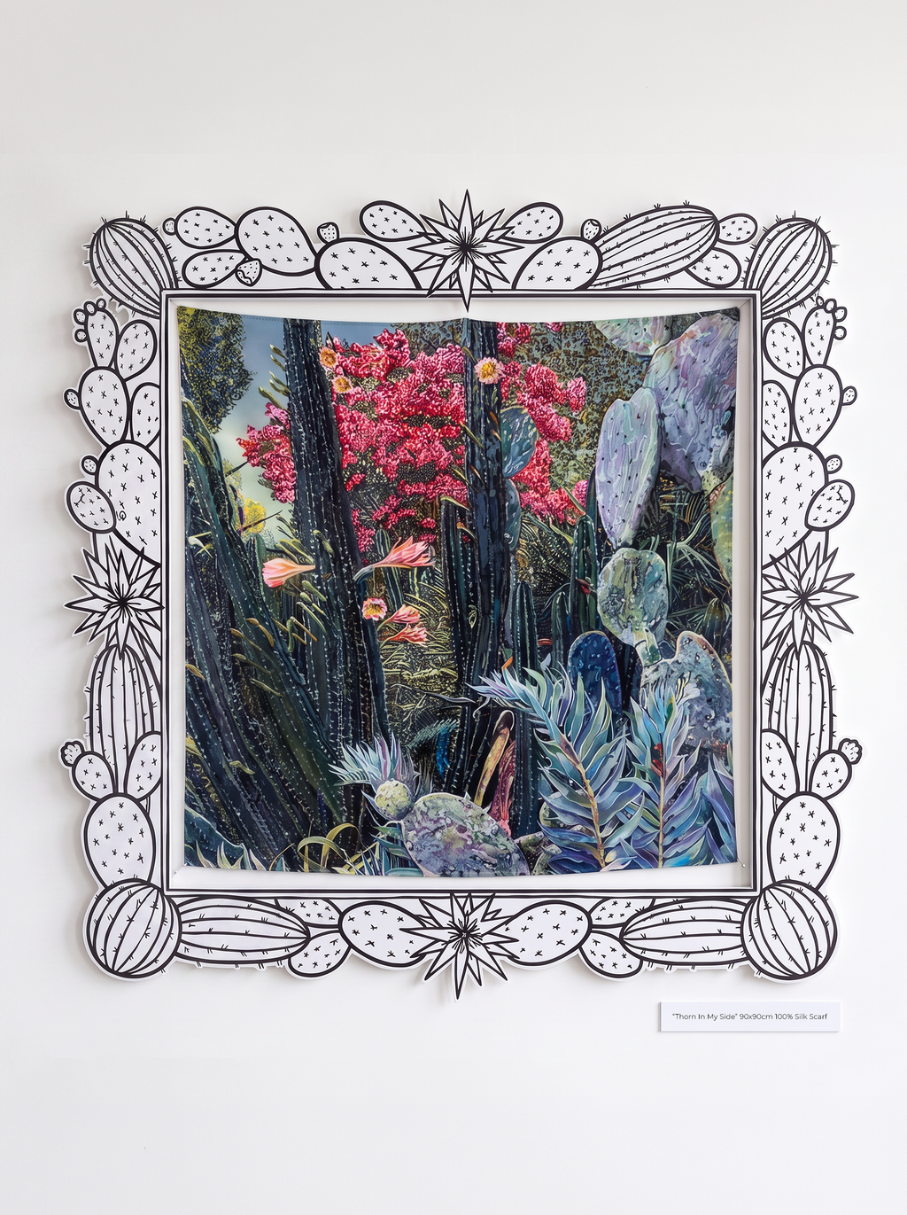 "Thorn In My Side" 90x90cm Reversible Silk Scarf