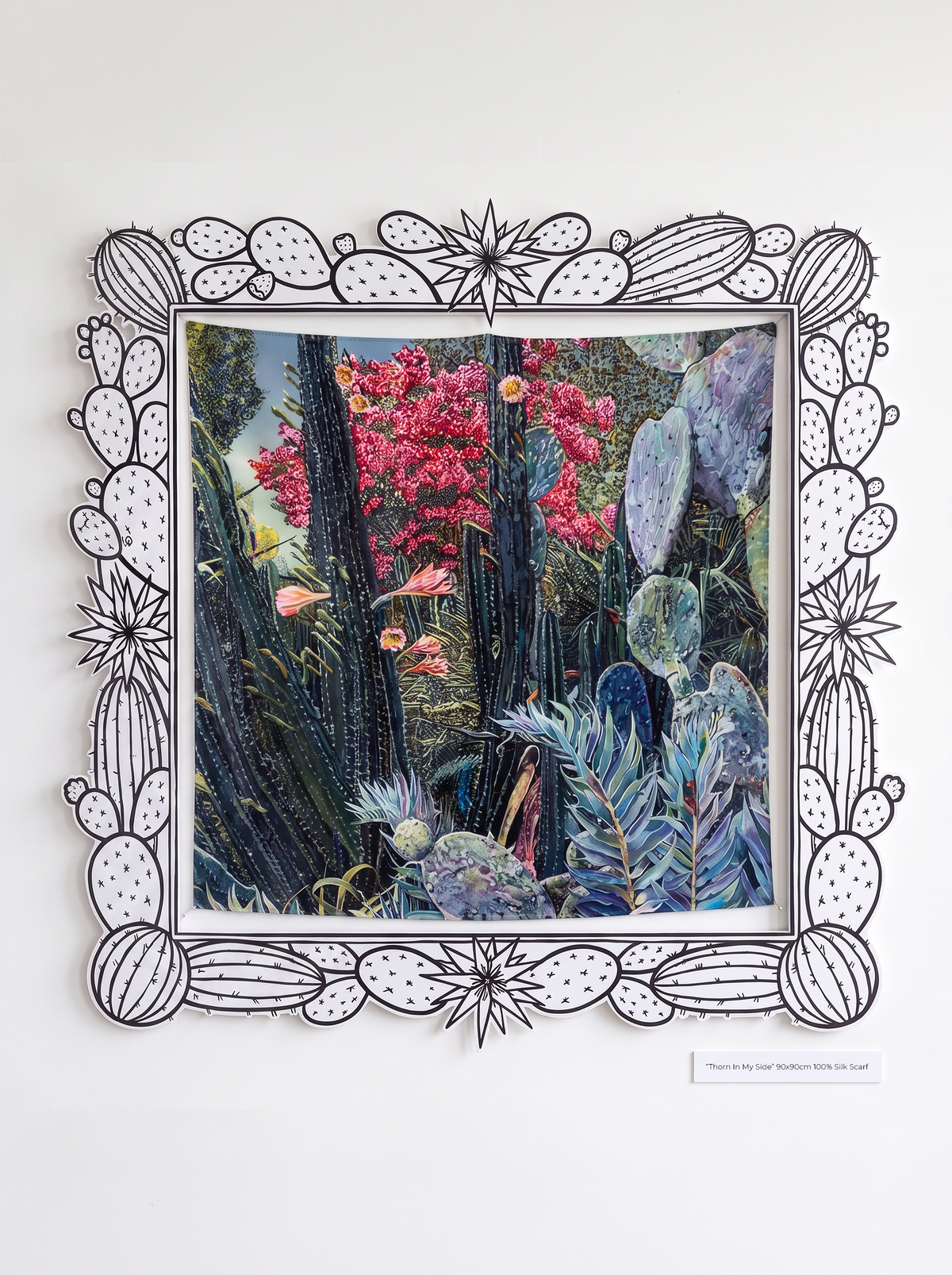 "Thorn In My Side" 90x90cm Reversible Silk Scarf