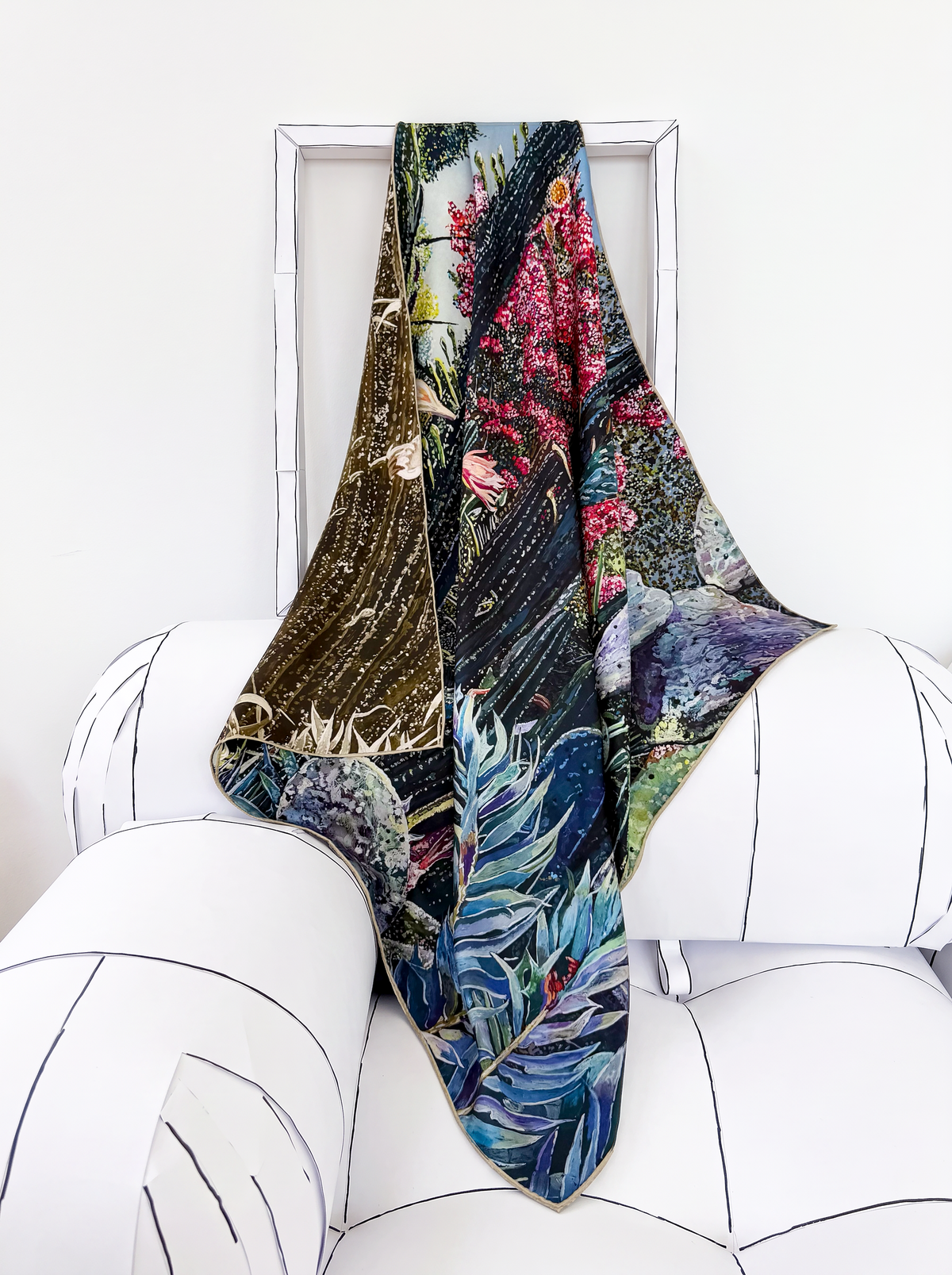"Thorn In My Side" 90x90cm Reversible Silk Scarf