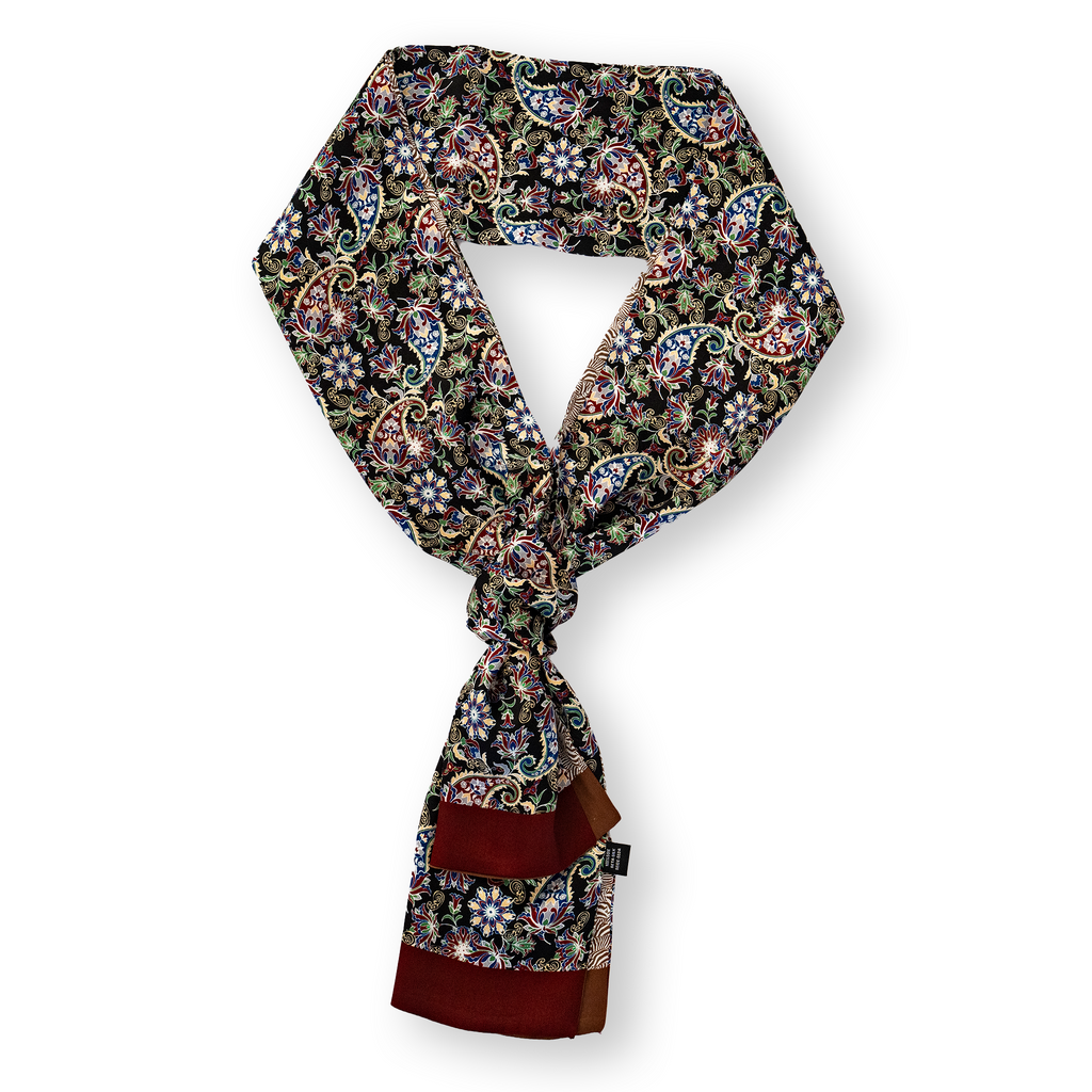 KAIYI 27x160CM 100% Pure Silk Scarf in Double-sided Print for Men’s Fashion and Gift (MEN01)