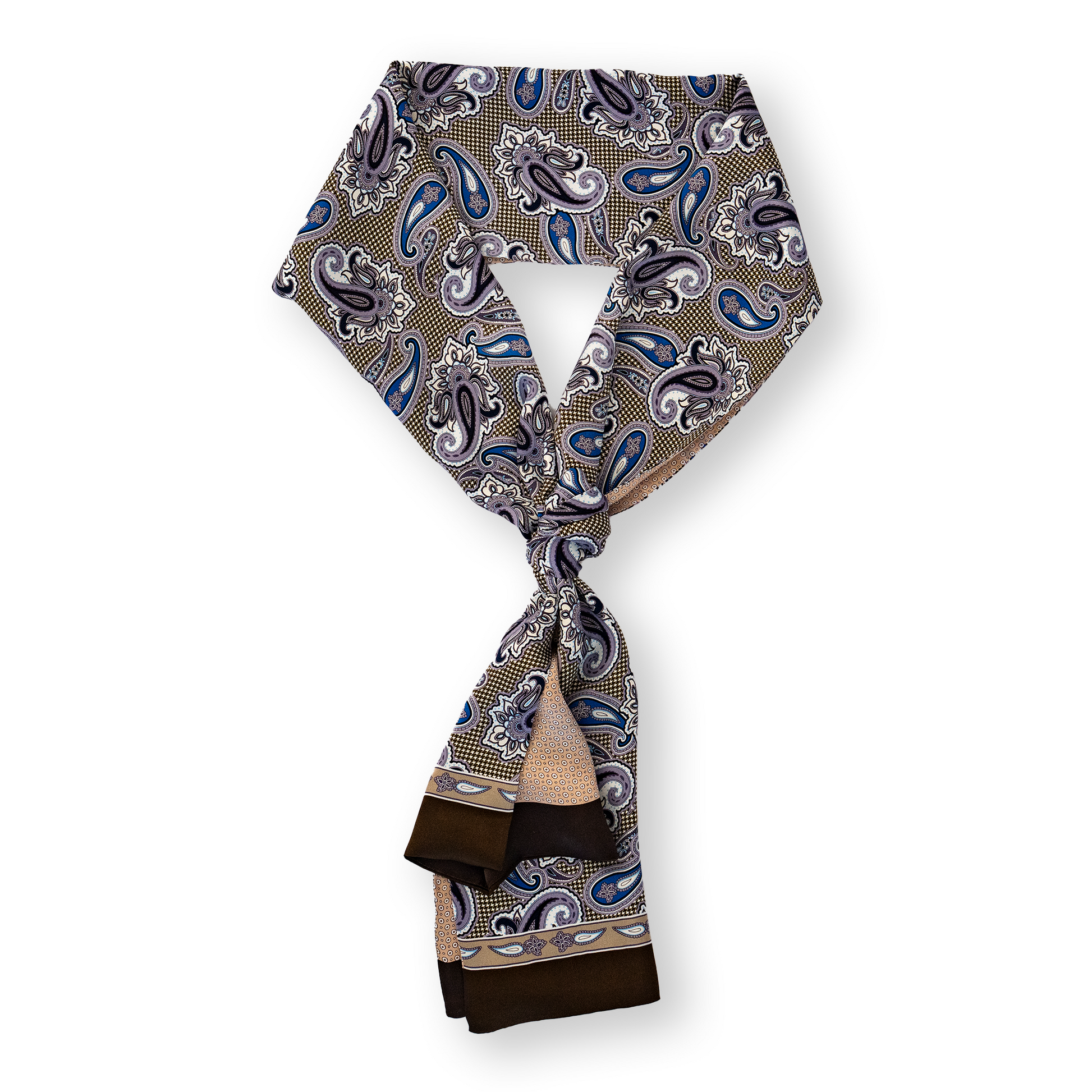 KAIYI 27x160CM 100% Pure Silk Scarf in Double-sided Print for Men’s Fashion and Gift (MEN03)