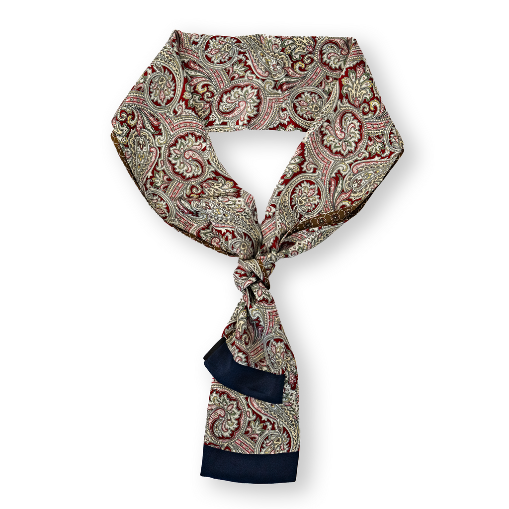 KAIYI 27x160CM 100% Pure Silk Scarf in Double-sided Print for Men’s Fashion and Gift (MEN04)