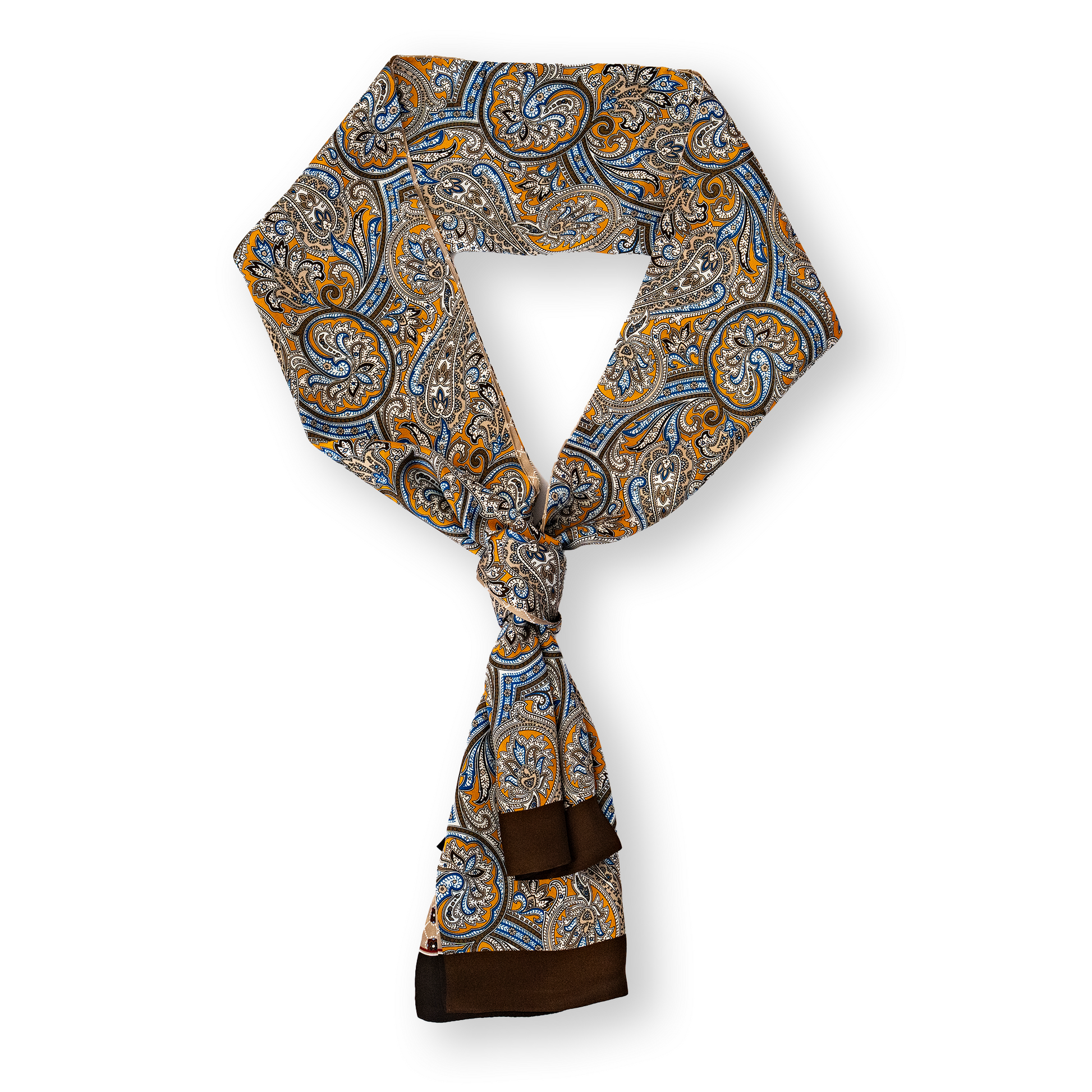KAIYI 27x160CM 100% Pure Silk Scarf in Double-sided Print for Men’s Fashion and Gift (MEN08)