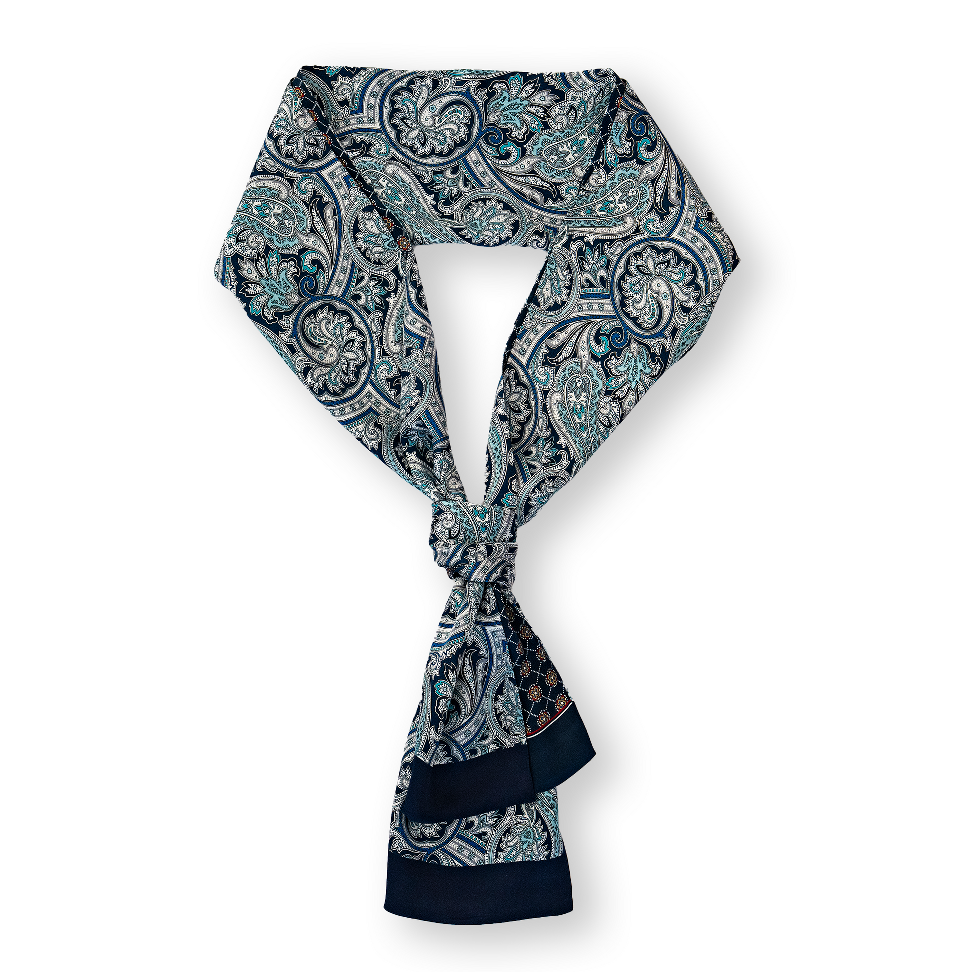 KAIYI 27x160CM 100% Pure Silk Scarf in Double-sided Print for Men’s Fashion and Gift (MEN09)