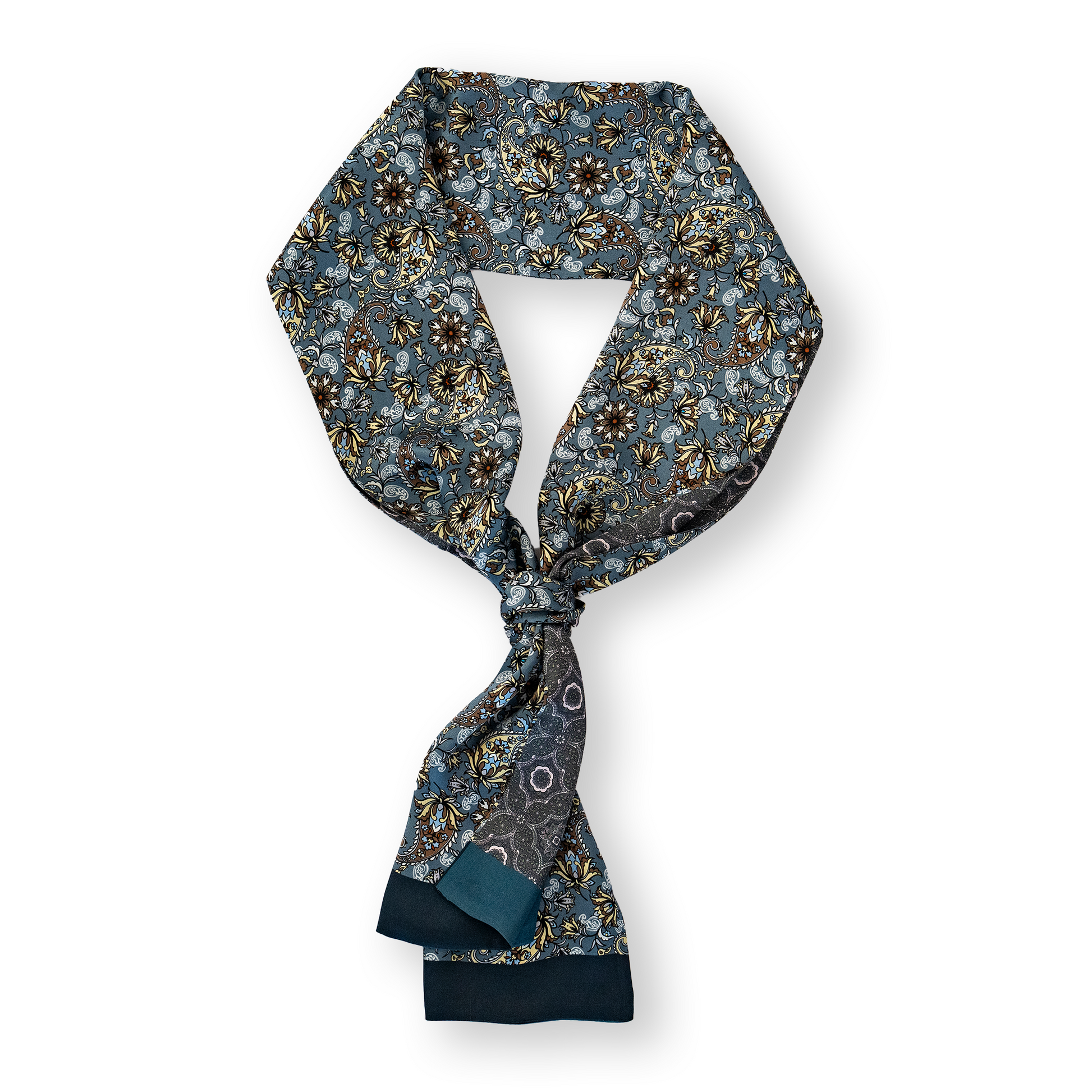 KAIYI 27x160CM 100% Pure Silk Scarf in Double-sided Print for Men’s Fashion and Gift (MEN10)