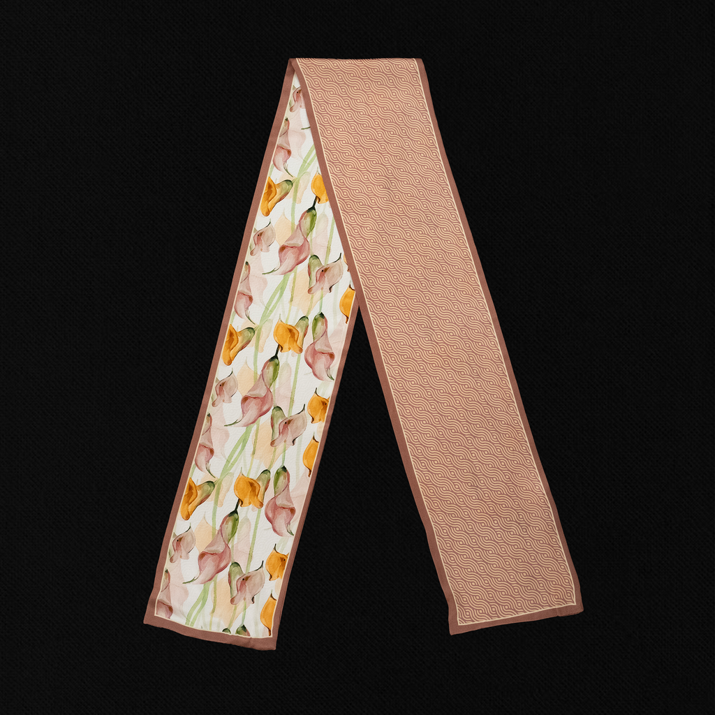KAIYI 17x150CM 100% Pure Silk Scarf in Floral Print for Women Fashion and Gift (SU02)