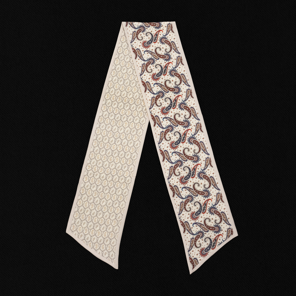 KAIYI 15x150CM Silk-Wool Scarf in Double-Sided Luxurious Print for Women Fashion and Gift (SW15-03)