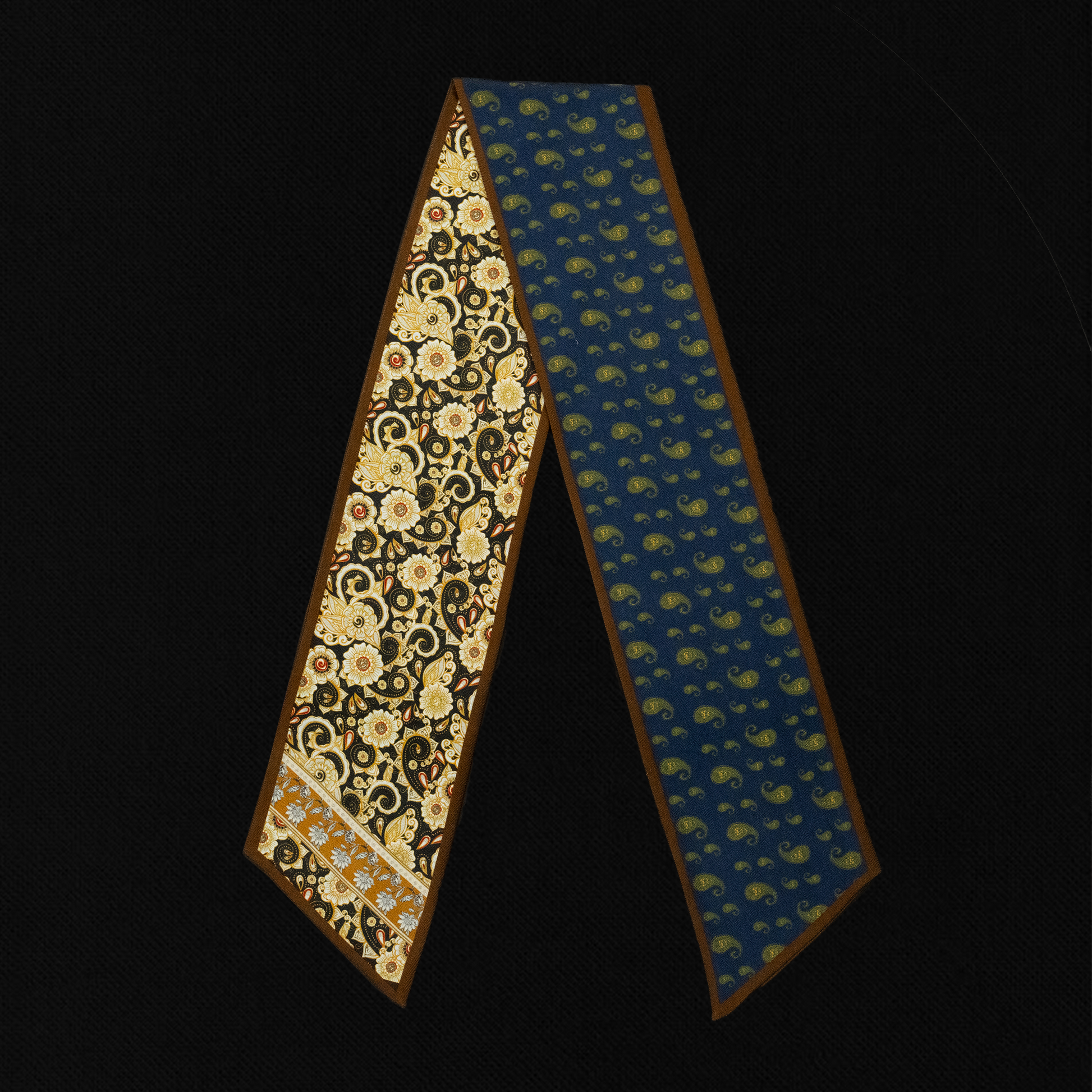 KAIYI 15x150CM Silk-Wool Scarf in Double-Sided Luxurious Print for Women Fashion and Gift (SW15-05)