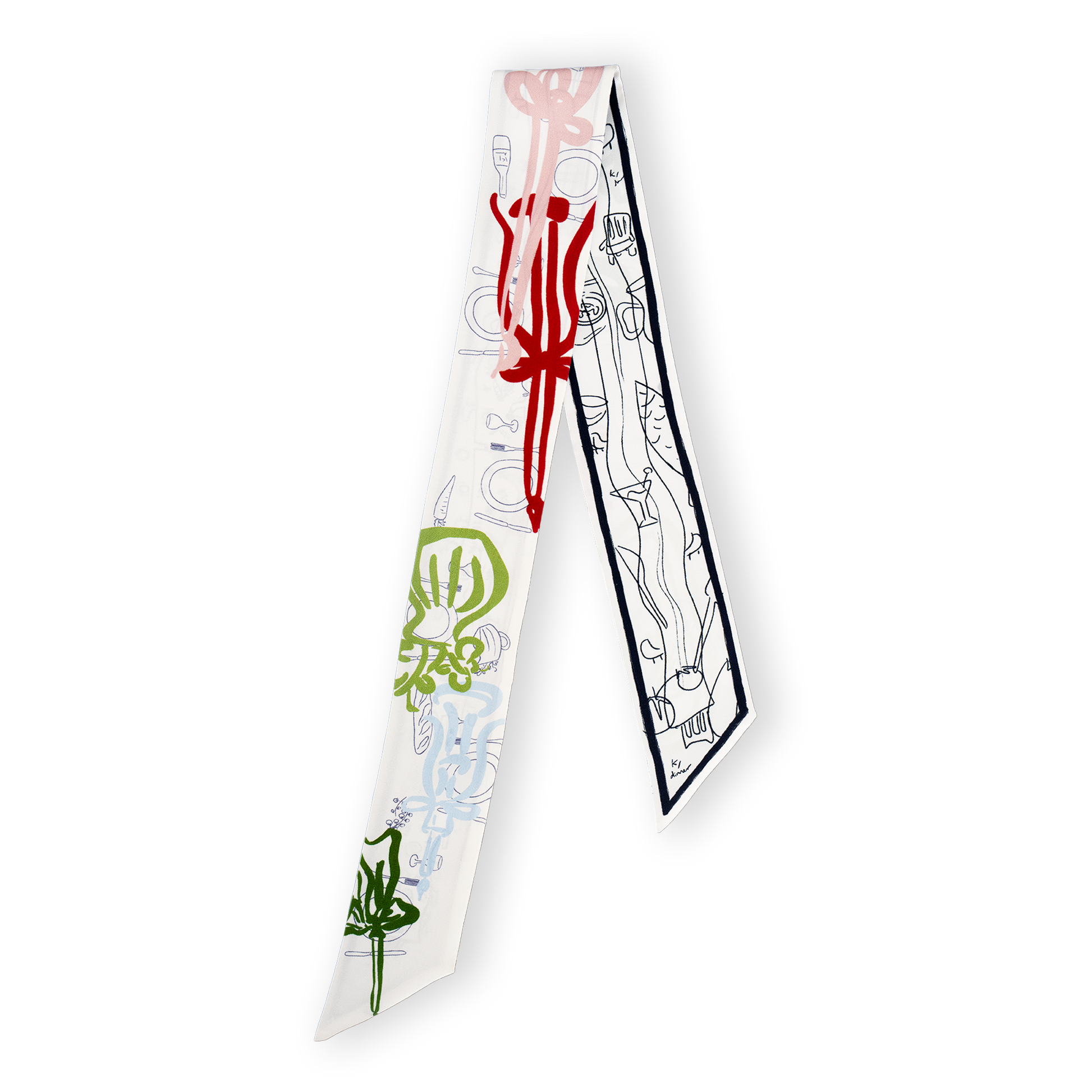 "Dinner Time" Silk Twilly