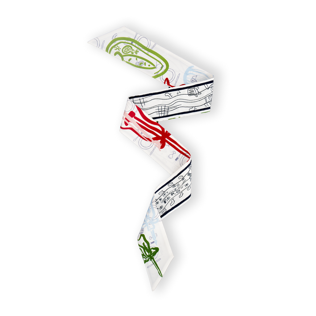 "Dinner Time" Silk Twilly