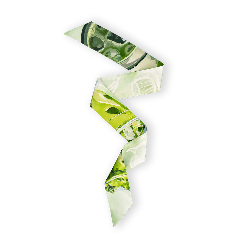 "Matcha Cloud" Silk Twilly