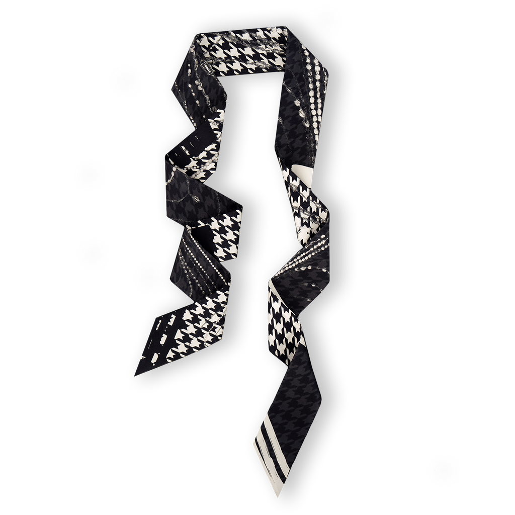 MOOD BOARD 03 - Houndstooth Pearls Silk Bandeau