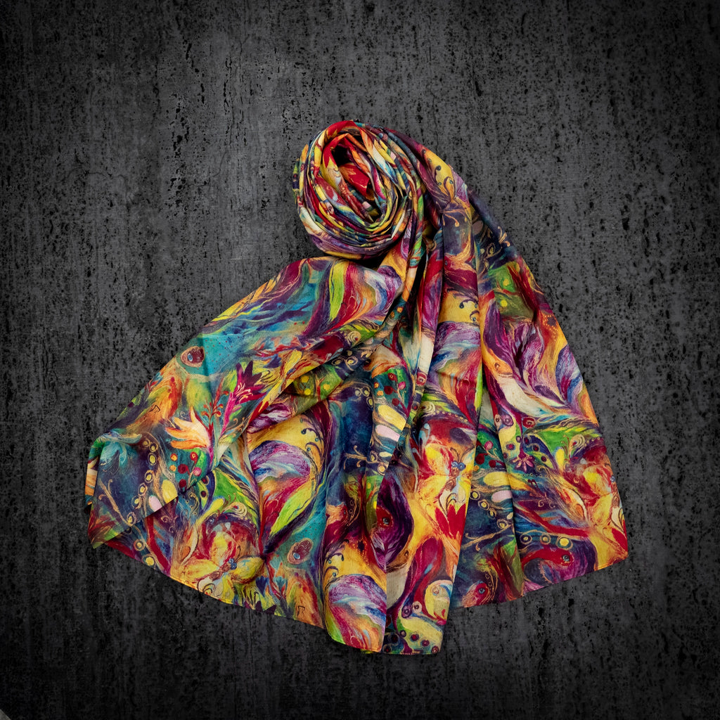 KAIYI 110x170CM 100% Pure Paj Silk Scarf in Oil Print for Women Fashion and Gift (PAJ09)
