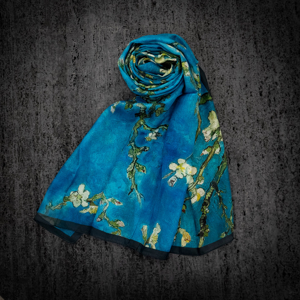 KAIYI 110x170CM 100% Pure Paj Silk Scarf in Floral Print for Women Fashion and Gift (PAJ14)