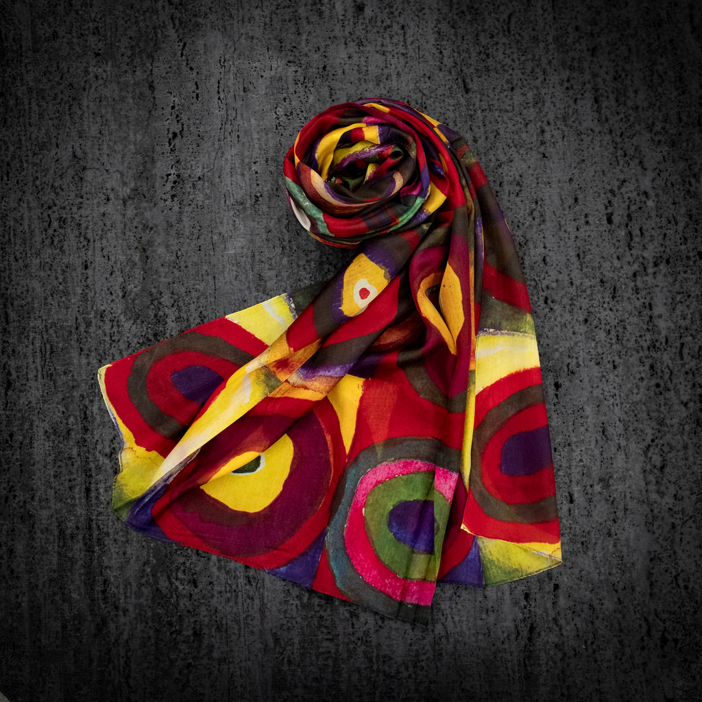 KAIYI 110x170CM 100% Pure Paj Silk Scarf in Abstract Print for Women Fashion and Gift (PAJ15)