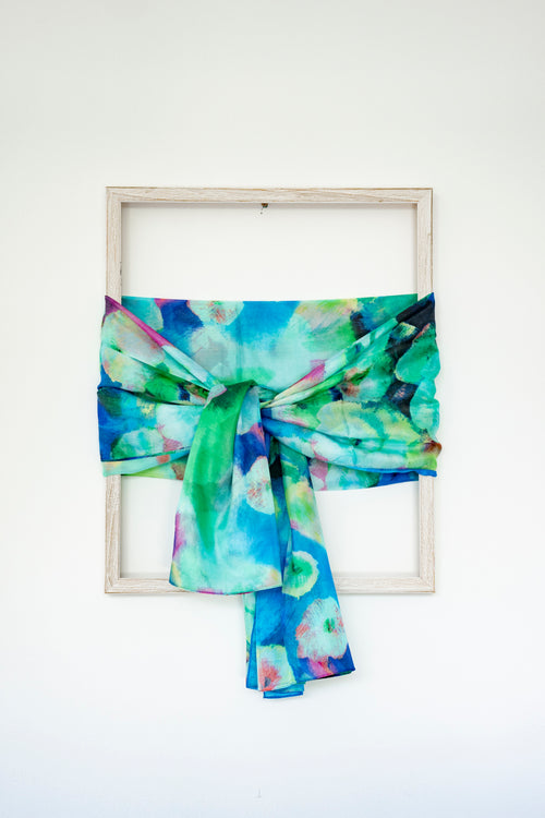 KAIYI 110x170CM 100% Pure Paj Silk Scarf in Floral Print for Women Fashion and Gift (PAJ03)