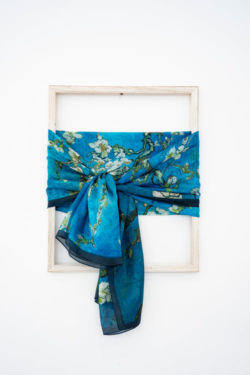 KAIYI 110x170CM 100% Pure Paj Silk Scarf in Floral Print for Women Fashion and Gift (PAJ14)