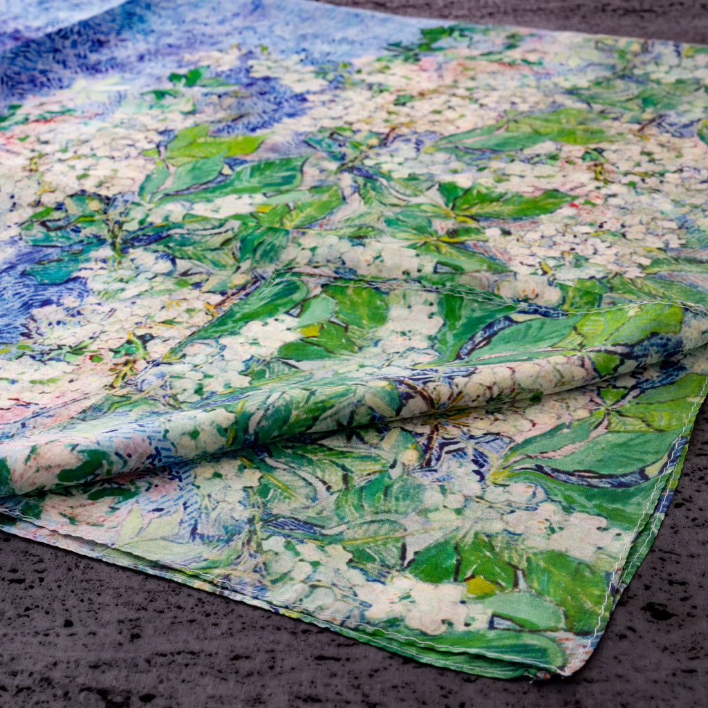 KAIYI 110x170CM 100% Pure Paj Silk Scarf in Oil Floral Print for Women Fashion and Gift (PAJ12)