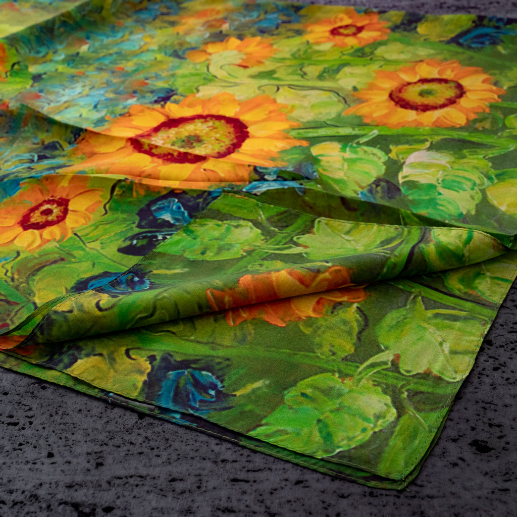 KAIYI 110x170CM 100% Pure Paj Silk Scarf in Floral Print for Women Fashion and Gift (PAJ10)