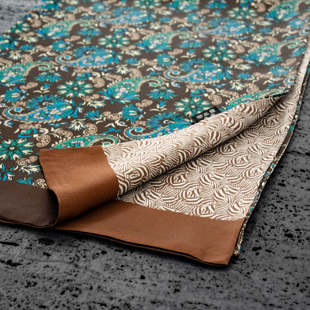 KAIYI 27x160CM 100% Pure Silk Scarf in Double-sided Print for Men’s Fashion and Gift (MEN12)