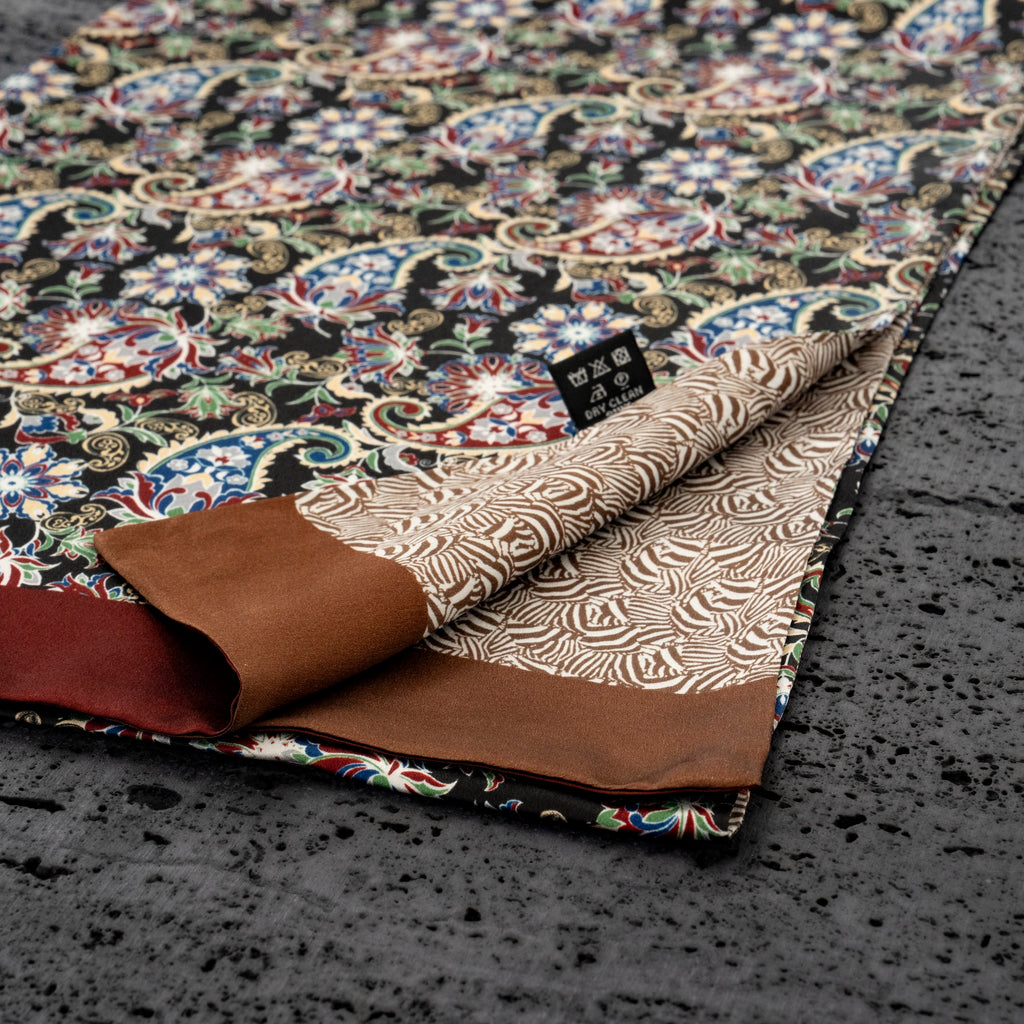 KAIYI 27x160CM 100% Pure Silk Scarf in Double-sided Print for Men’s Fashion and Gift (MEN01)