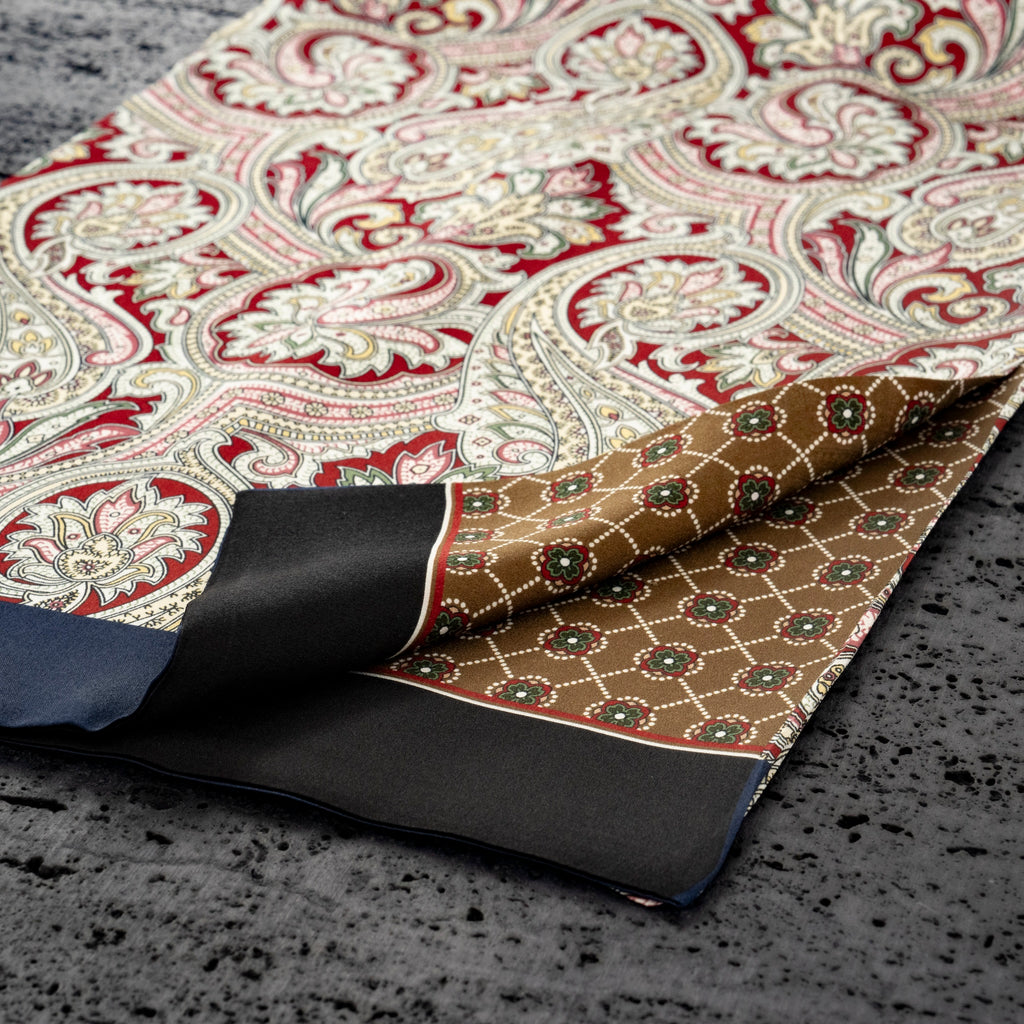 KAIYI 27x160CM 100% Pure Silk Scarf in Double-sided Print for Men’s Fashion and Gift (MEN04)