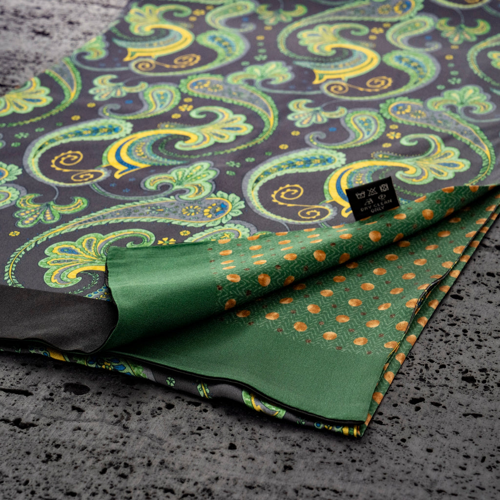 KAIYI 27x160CM 100% Pure Silk Scarf in Double-sided Print for Men’s Fashion and Gift (MEN02)