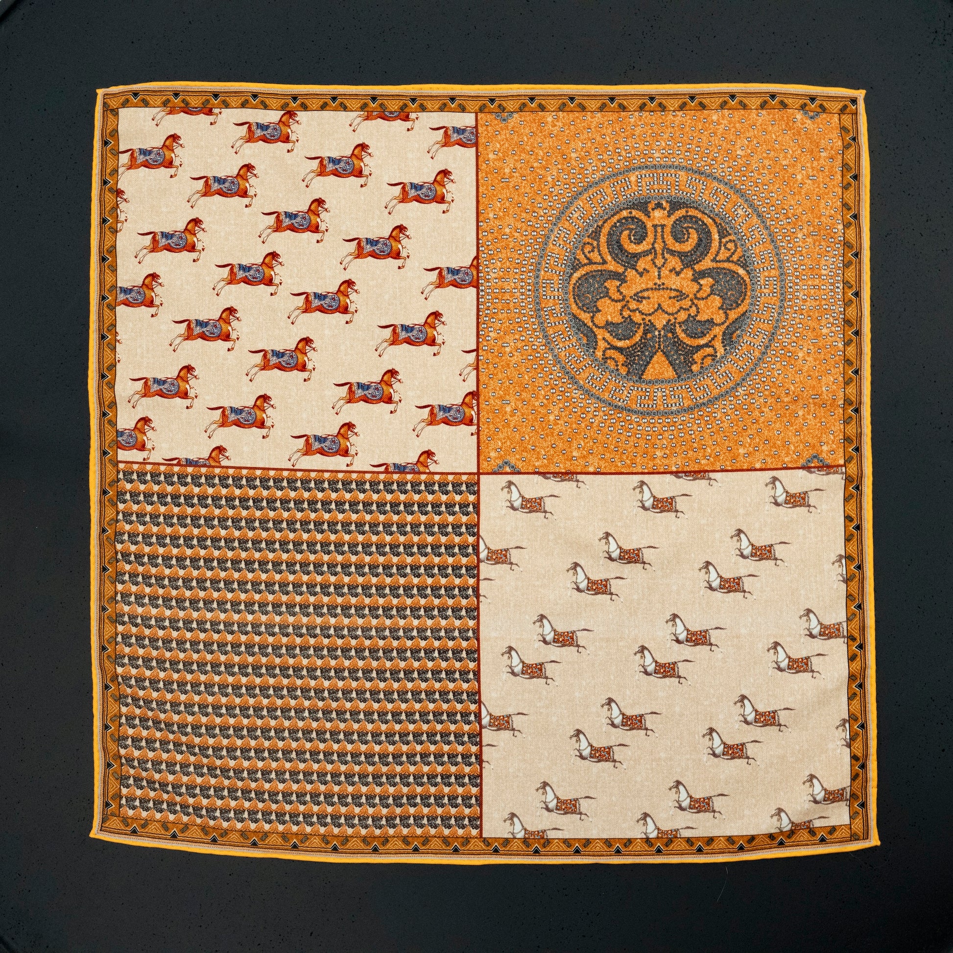 KAIYI 70x70CM Silk-Wool Scarf in Luxurious Print for Women Fashion and Gift (SW65-01)