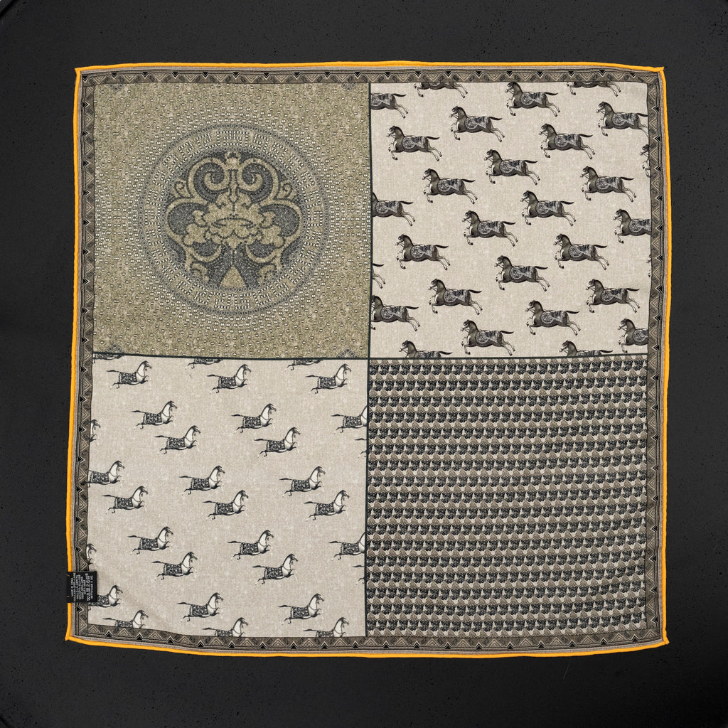 KAIYI 70x70CM Silk-Wool Scarf in Luxurious Print for Women Fashion and Gift (SW65-01)