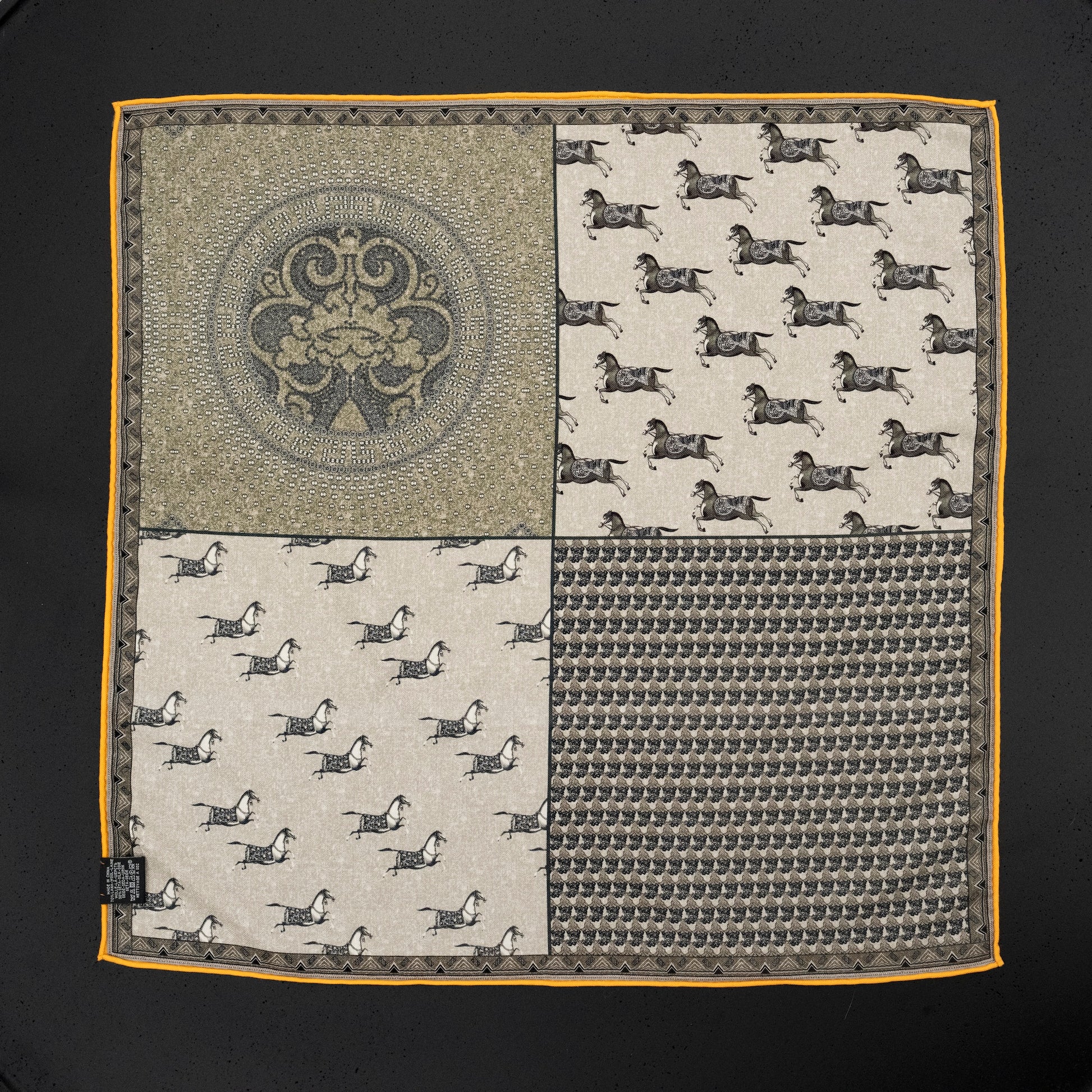KAIYI 70x70CM Silk-Wool Scarf in Luxurious Print for Women Fashion and Gift (SW65-01)