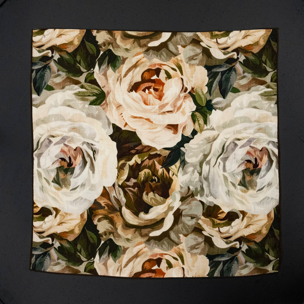 KAIYI 70x70CM Silk-Wool Scarf in Floral Print for Women Fashion and Gift (SW65-05)
