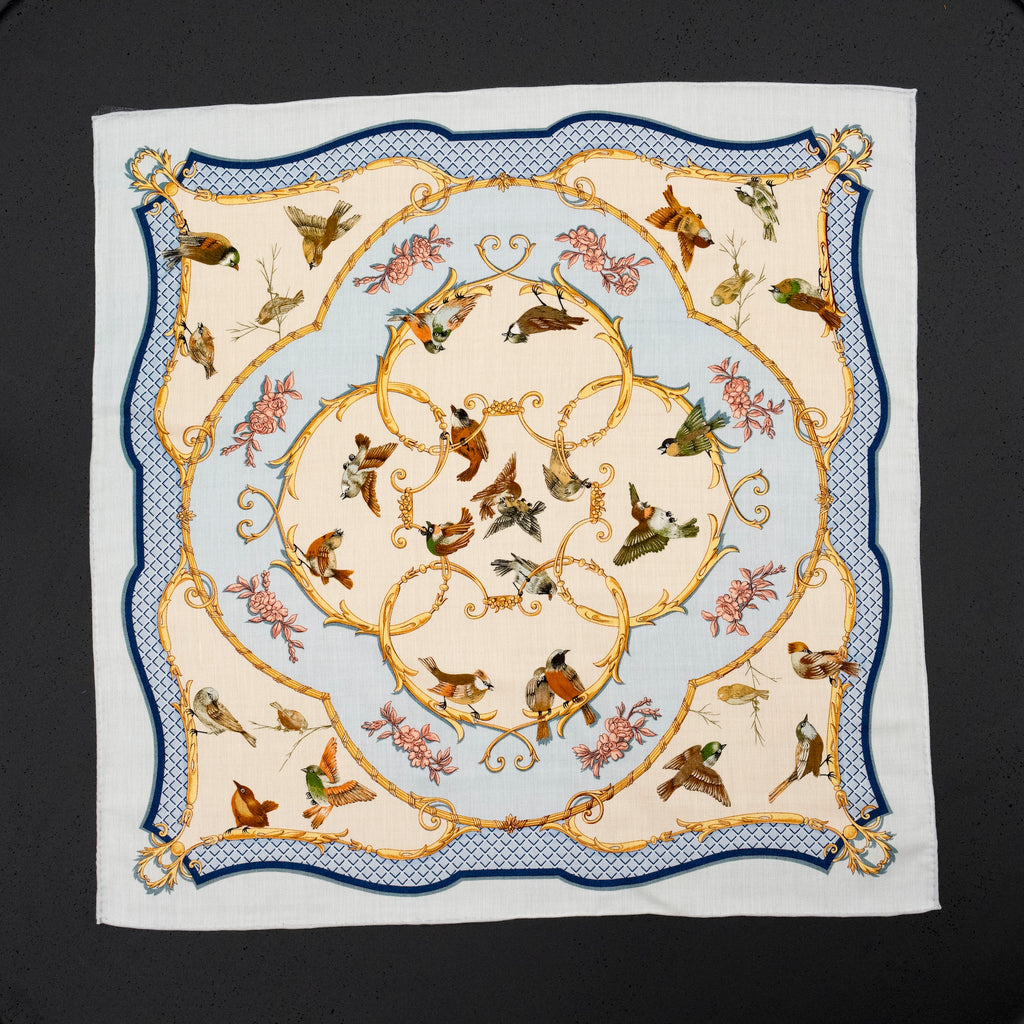KAIYI 70x70CM Silk-Wool Scarf in Luxurious Print for Women Fashion and Gift (SW65-11)