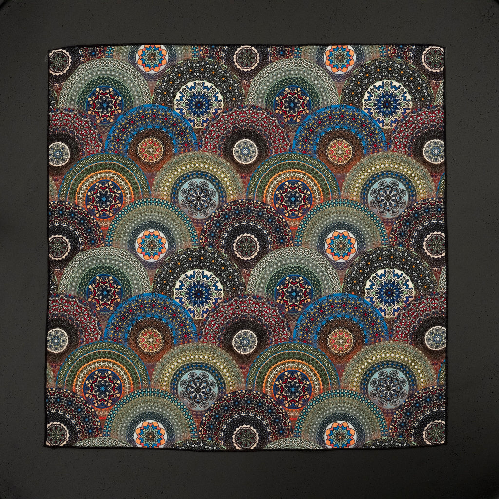 KAIYI 70x70CM Silk-Wool Scarf in Abstract Print for Women Fashion and Gift (SW65-15)