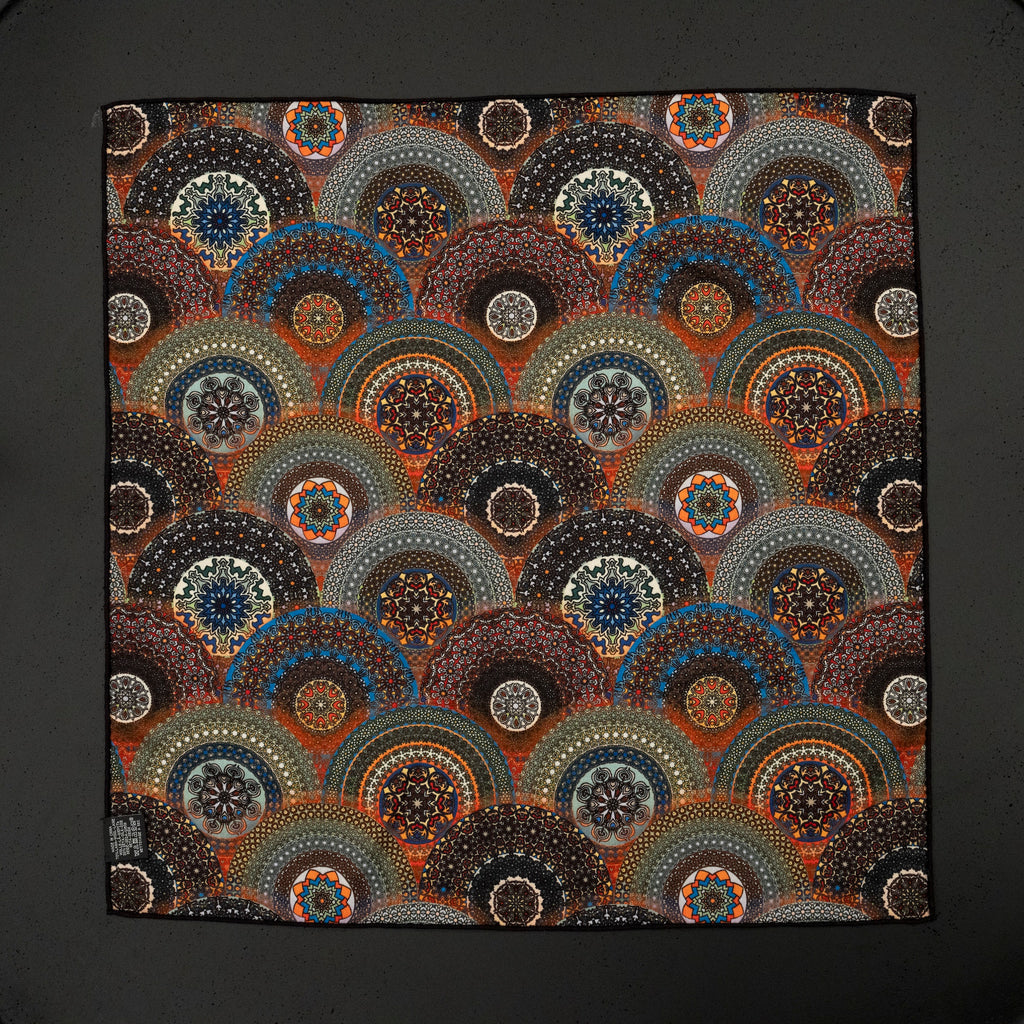 KAIYI 70x70CM Silk-Wool Scarf in Abstract Print for Women Fashion and Gift (SW65-15)