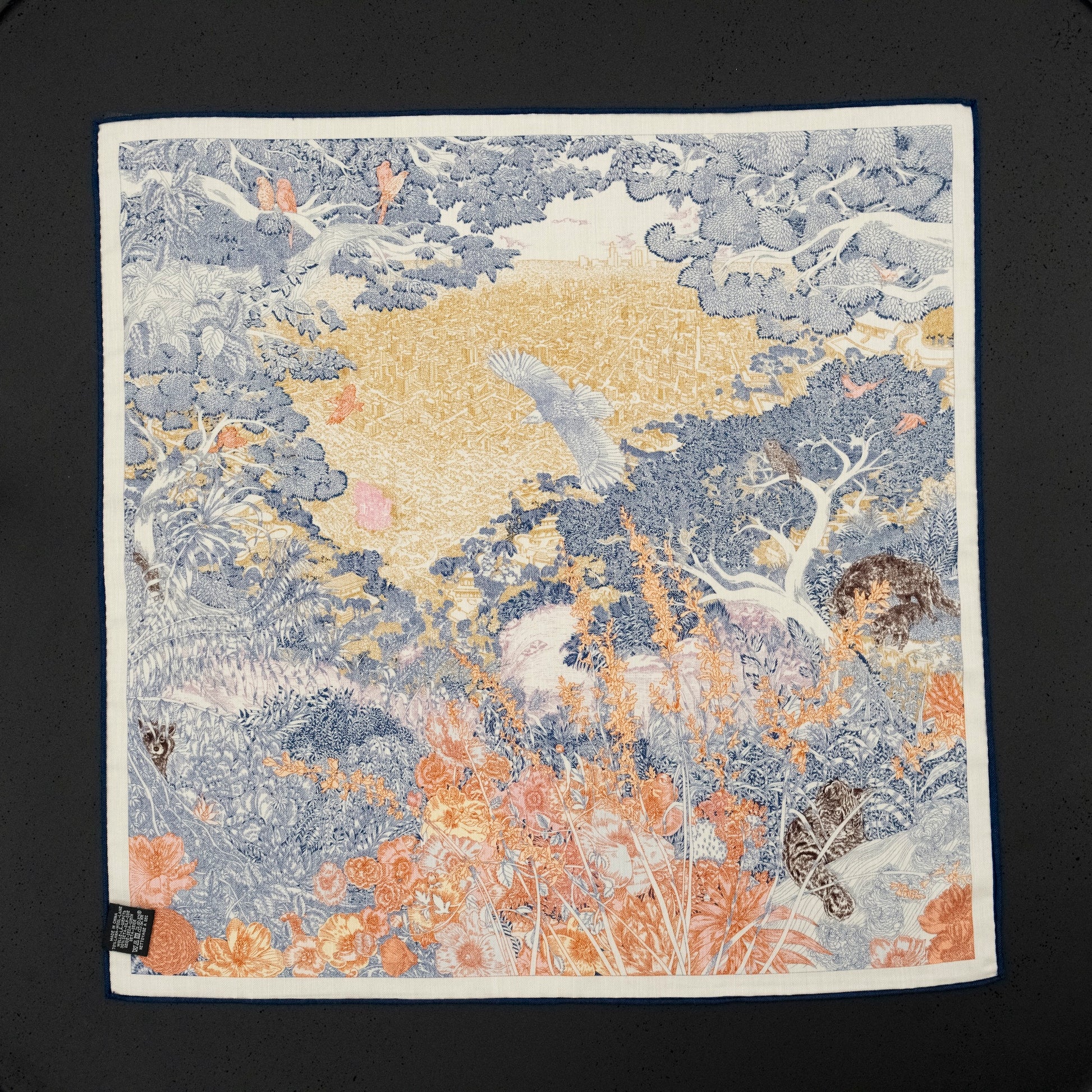 KAIYI 70x70CM Silk-Wool Scarf in Landscape Print for Women Fashion and Gift (SW65-18)