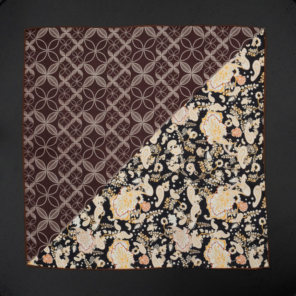 KAIYI 70x70CM Silk-Wool Scarf in Abstract Print for Women Fashion and Gift (SW65-20)