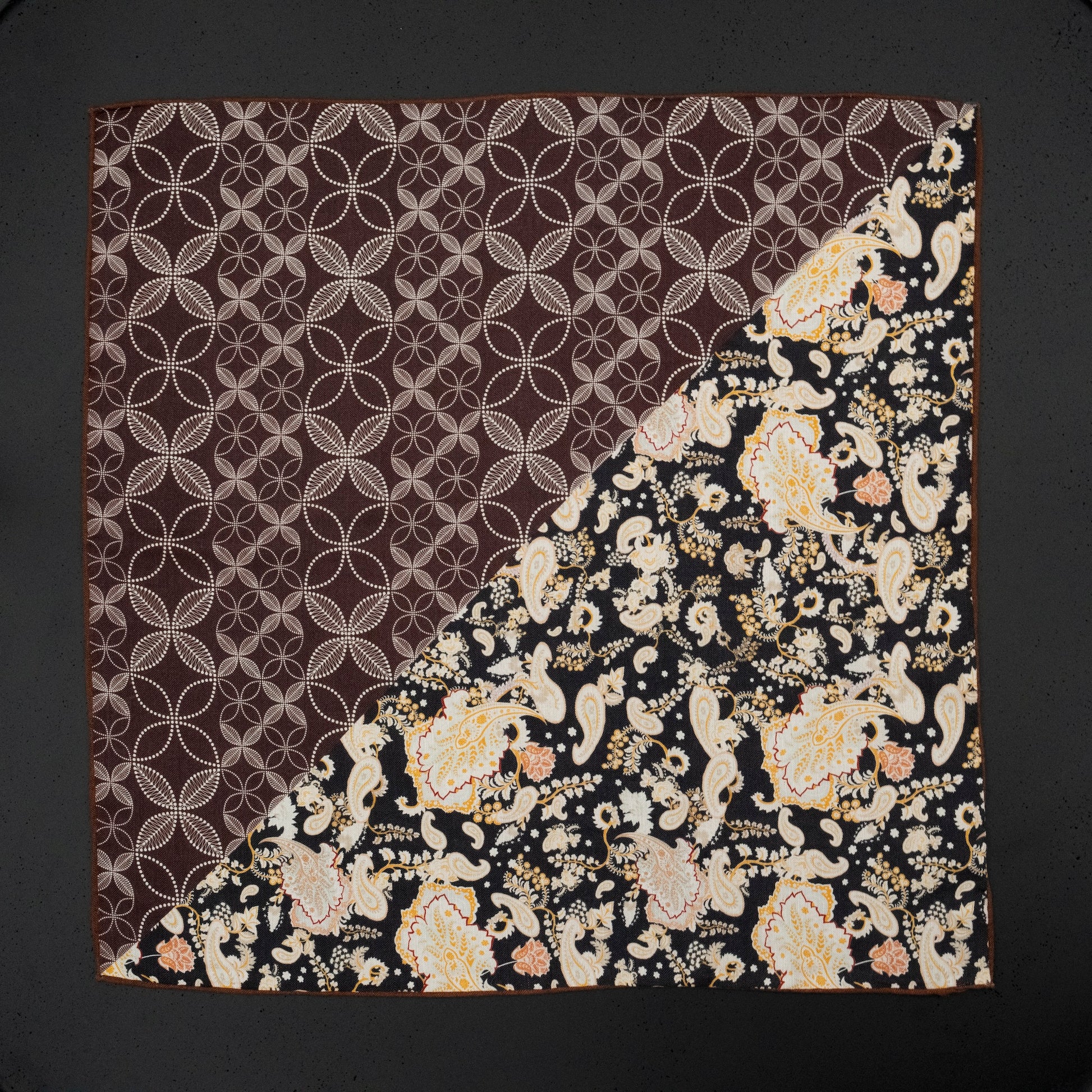 KAIYI 70x70CM Silk-Wool Scarf in Abstract Print for Women Fashion and Gift (SW65-20)