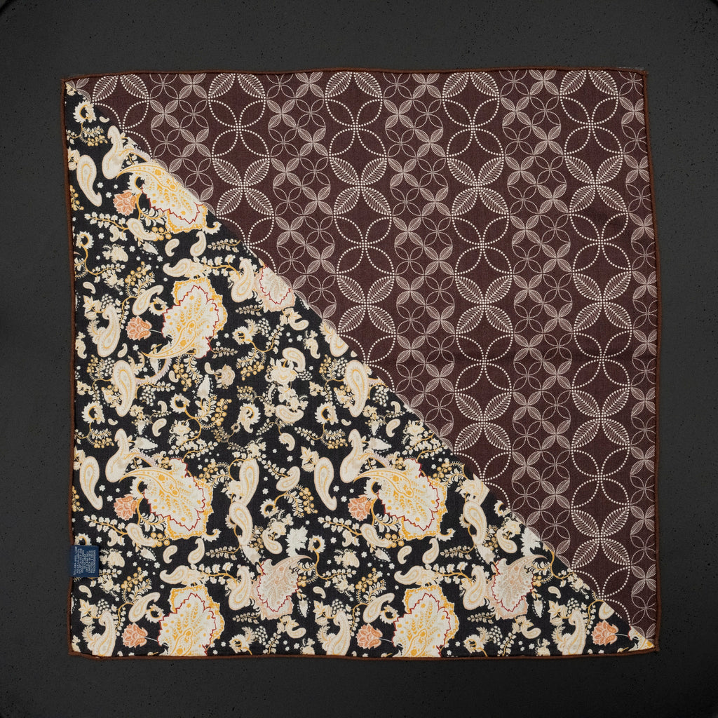 KAIYI 70x70CM Silk-Wool Scarf in Abstract Print for Women Fashion and Gift (SW65-20)
