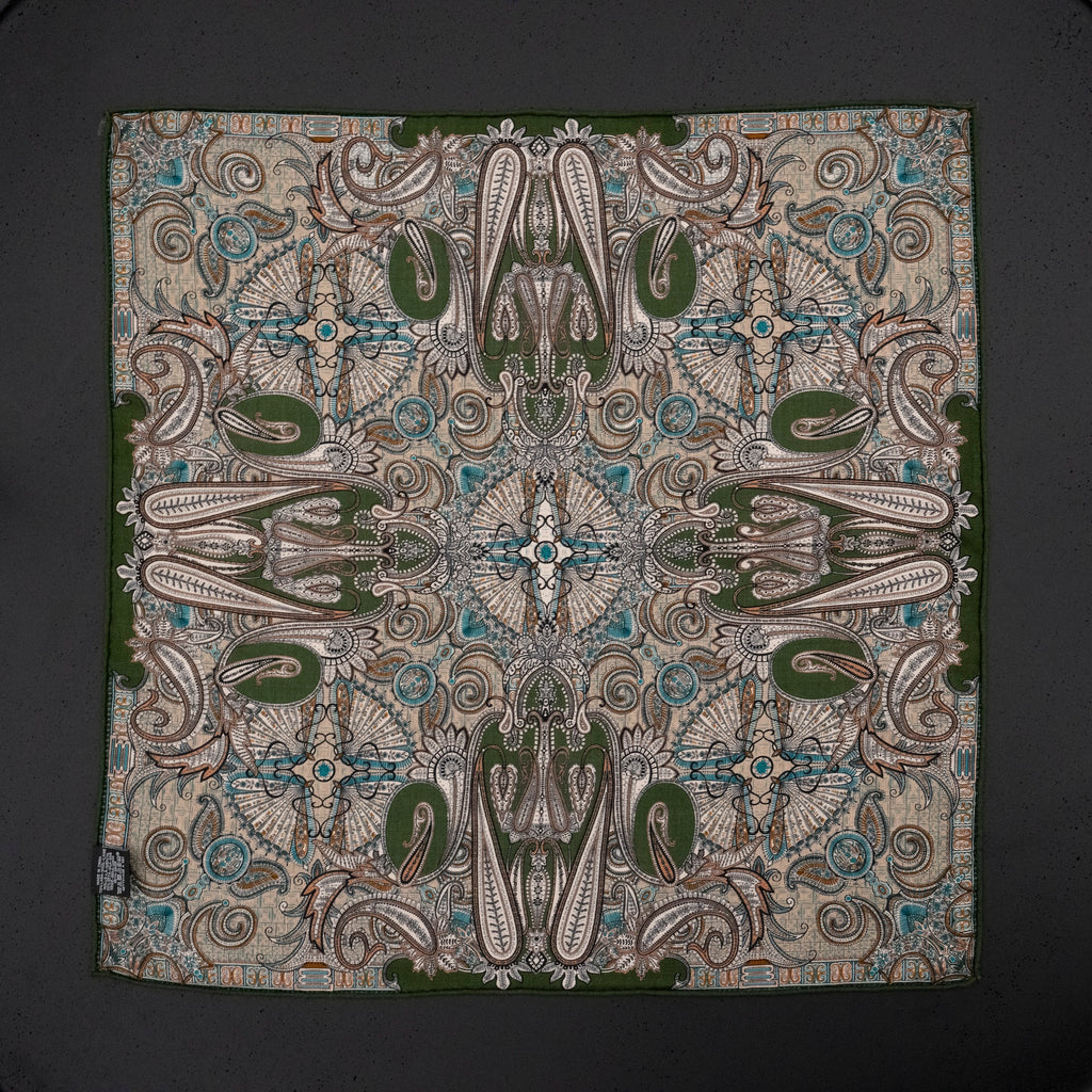KAIYI 70x70CM Silk-Wool Scarf in Abstract Print for Women Fashion and Gift (SW65-24)