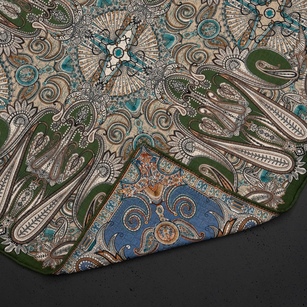 KAIYI 70x70CM Silk-Wool Scarf in Abstract Print for Women Fashion and Gift (SW65-24)