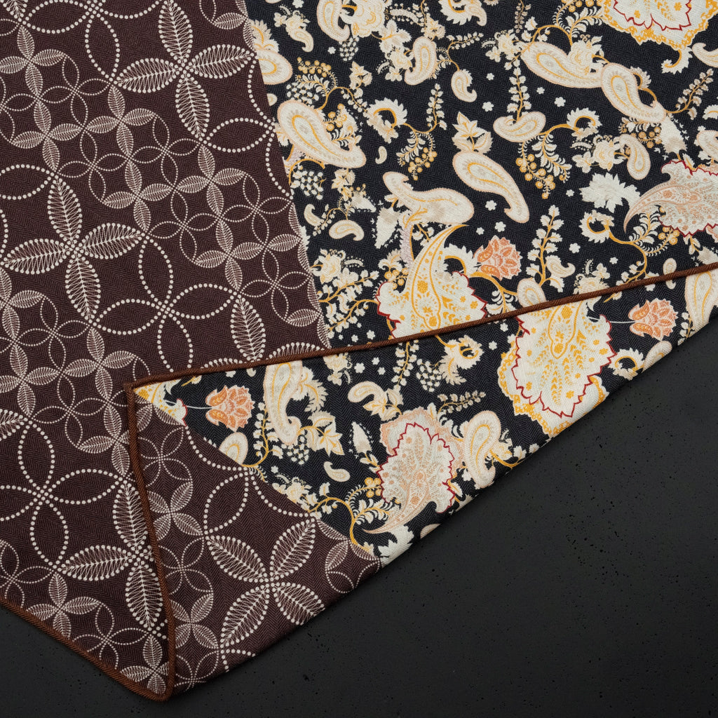 KAIYI 70x70CM Silk-Wool Scarf in Abstract Print for Women Fashion and Gift (SW65-20)