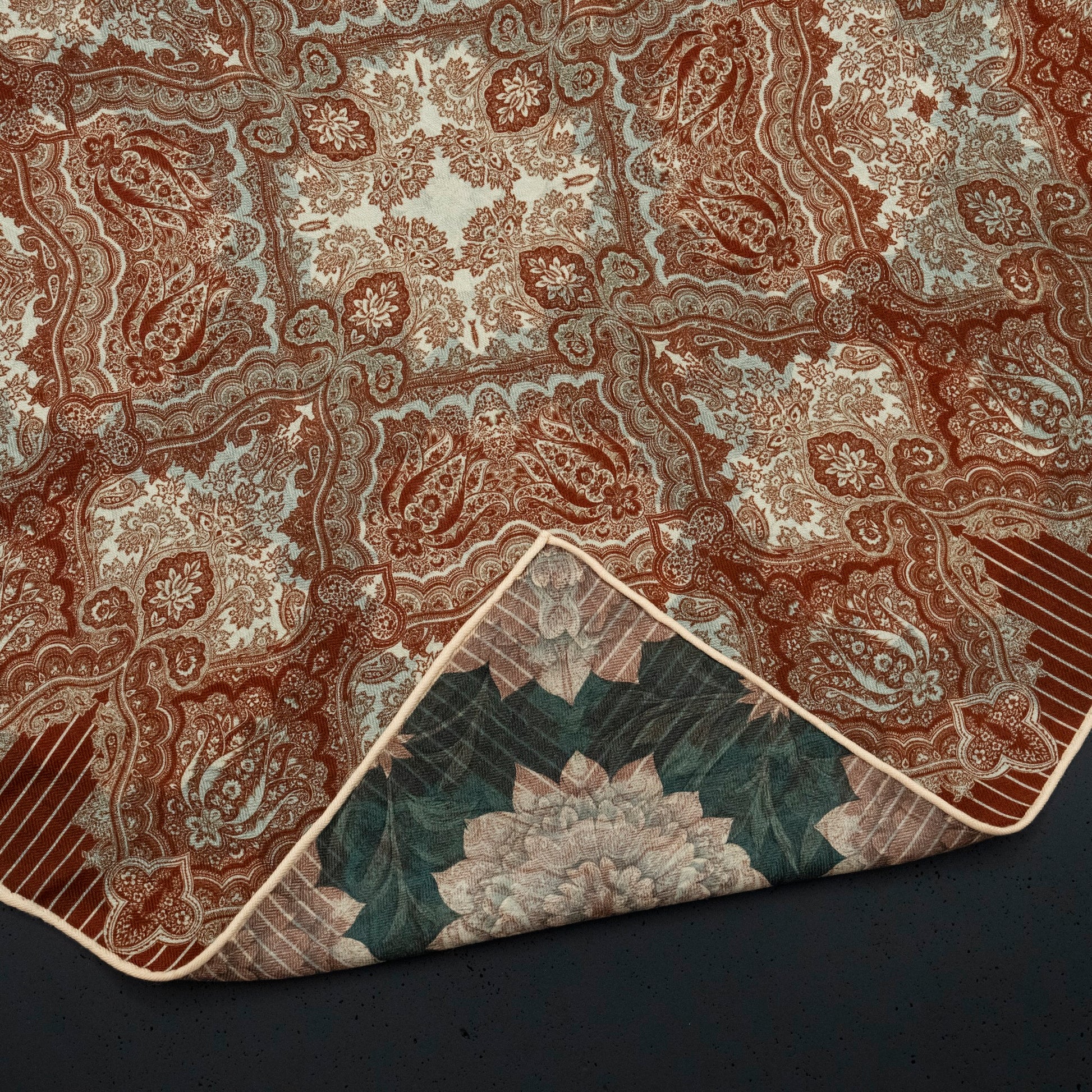 KAIYI 70x70CM Silk-Wool Scarf in Abstract Print for Women Fashion and Gift (SW65-19)