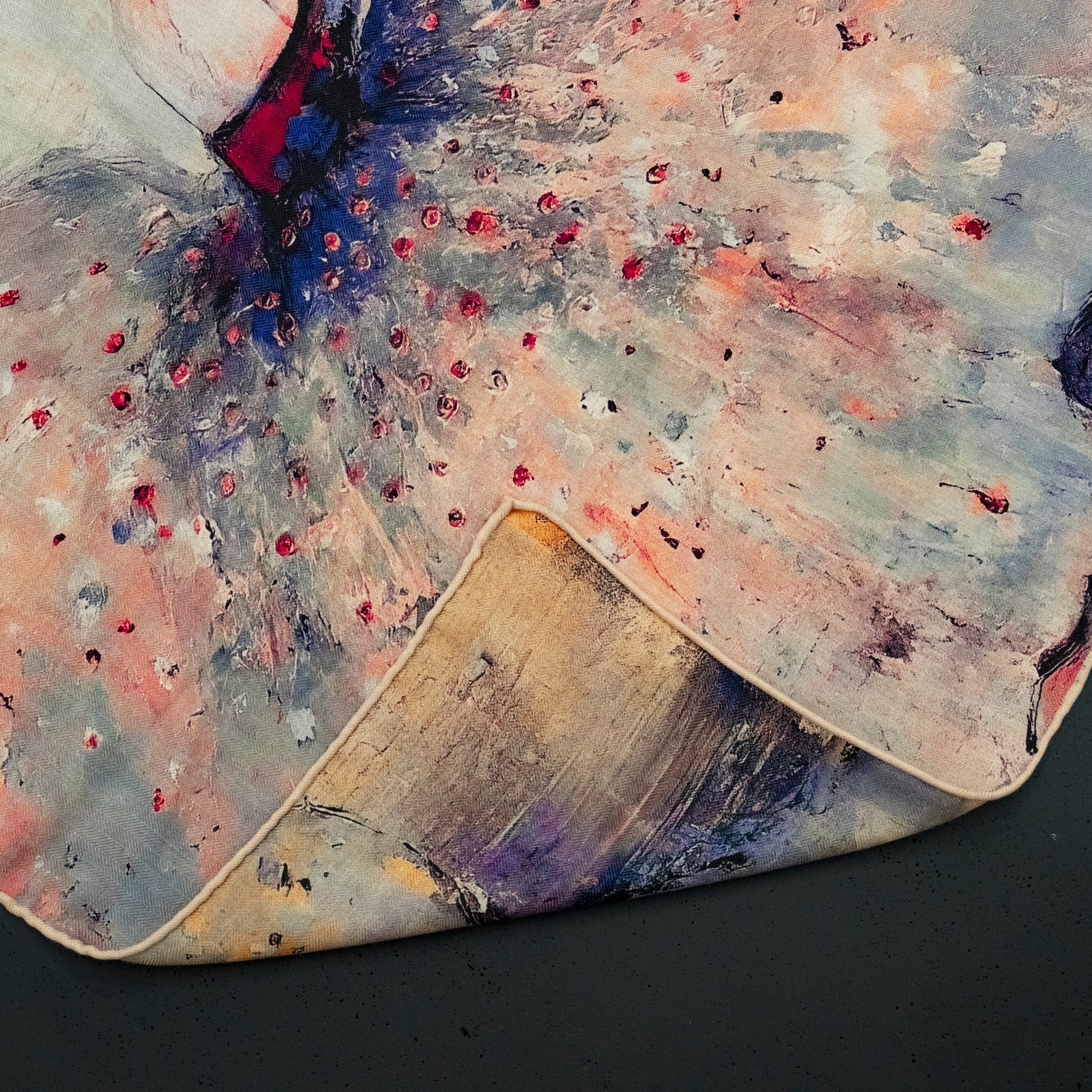 KAIYI 70x70CM Silk-Wool Scarf in Oil Print for Women Fashion and Gift (SW65-16)
