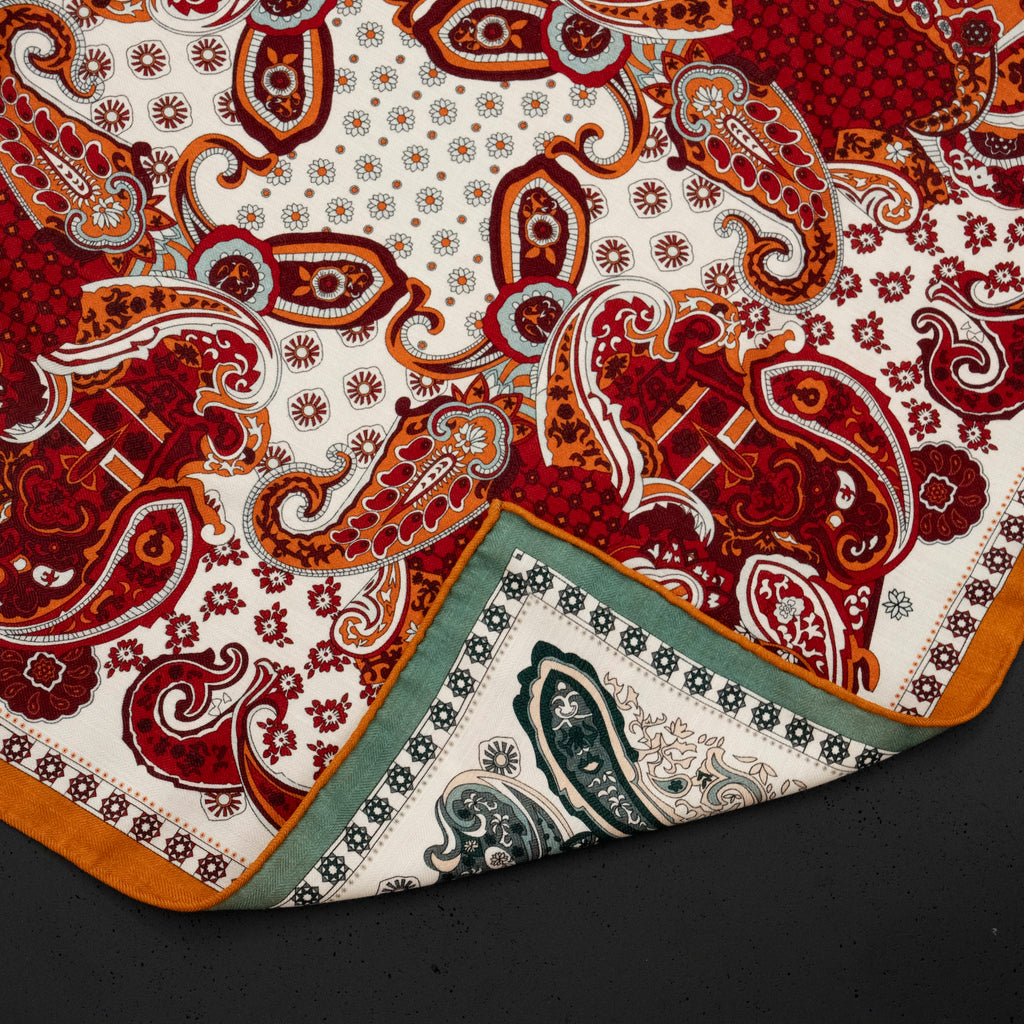 KAIYI 70x70CM Silk-Wool Scarf in Abstract Print for Women Fashion and Gift (SW65-14)