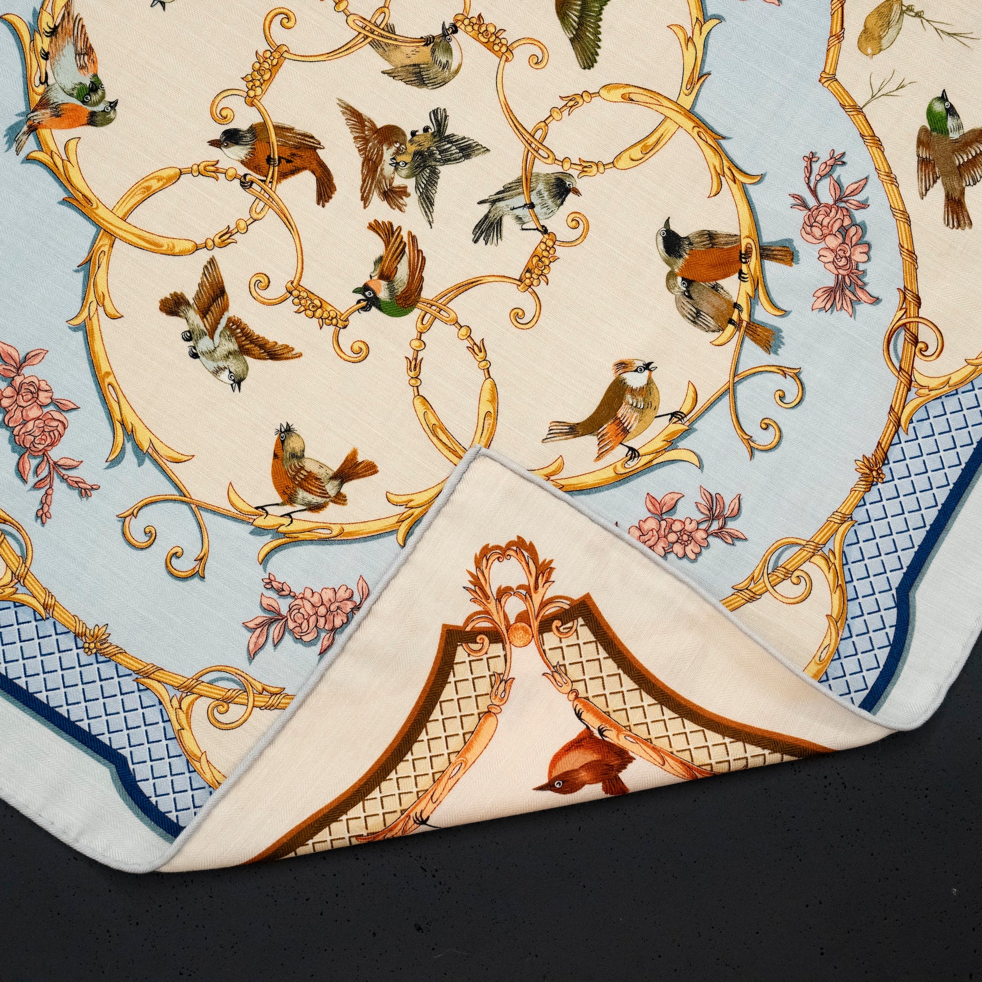 KAIYI 70x70CM Silk-Wool Scarf in Luxurious Print for Women Fashion and Gift (SW65-11)