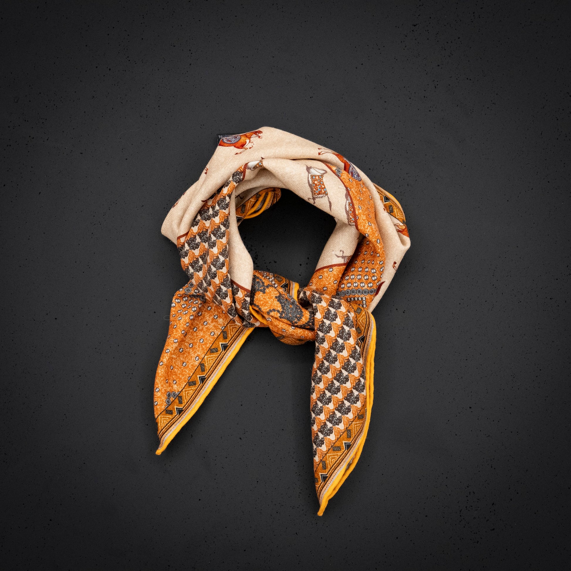 KAIYI 70x70CM Silk-Wool Scarf in Luxurious Print for Women Fashion and Gift (SW65-01)