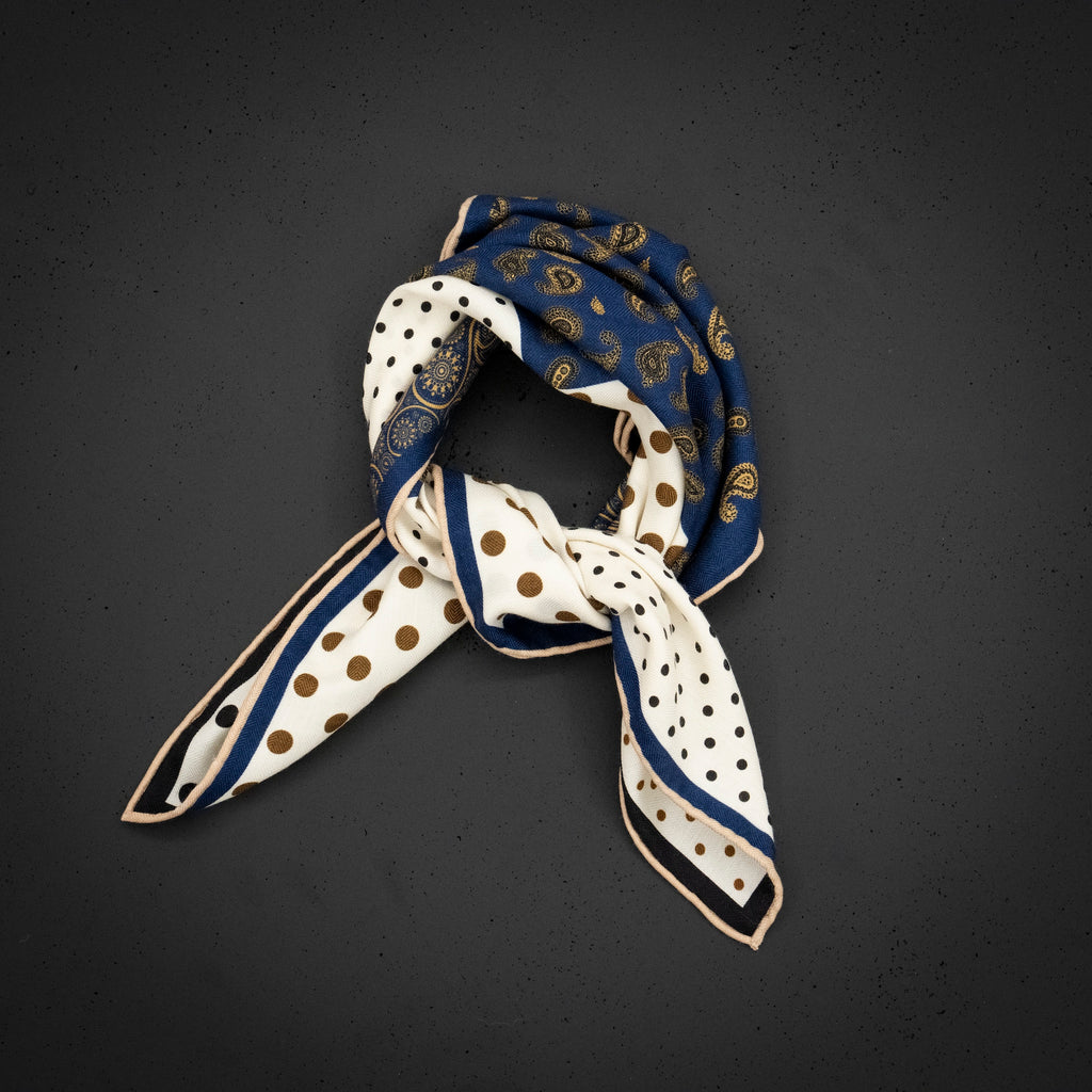 KAIYI 70x70CM Silk-Wool Scarf in Abstract Print for Women Fashion and Gift (SW65-03)