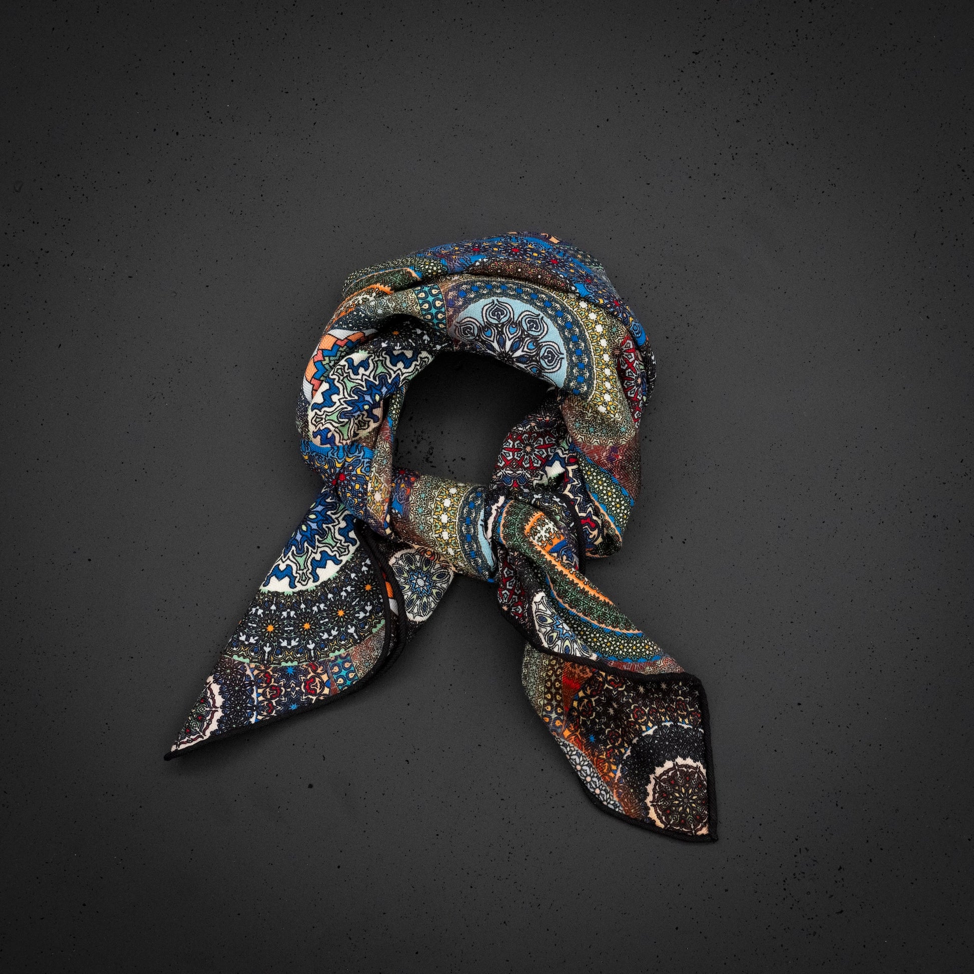 KAIYI 70x70CM Silk-Wool Scarf in Abstract Print for Women Fashion and Gift (SW65-15)